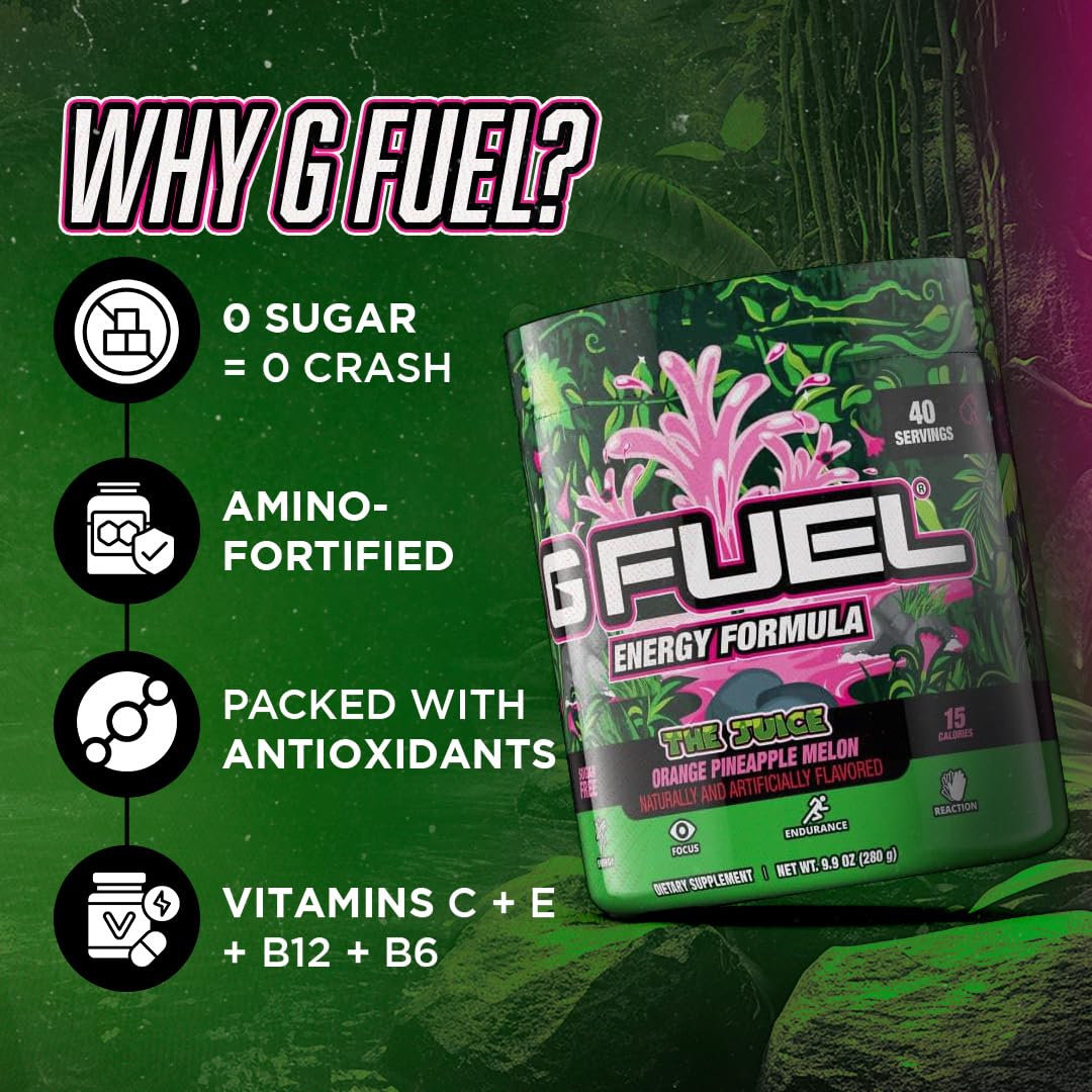 G Fuel Hype Sauce Energy Drink Powder, Pre Workout Caffeine Mix for Gaming, Sugar Free Focus Amino, Vitamin + Antioxidants, 9.9oz (, 40 Servings)