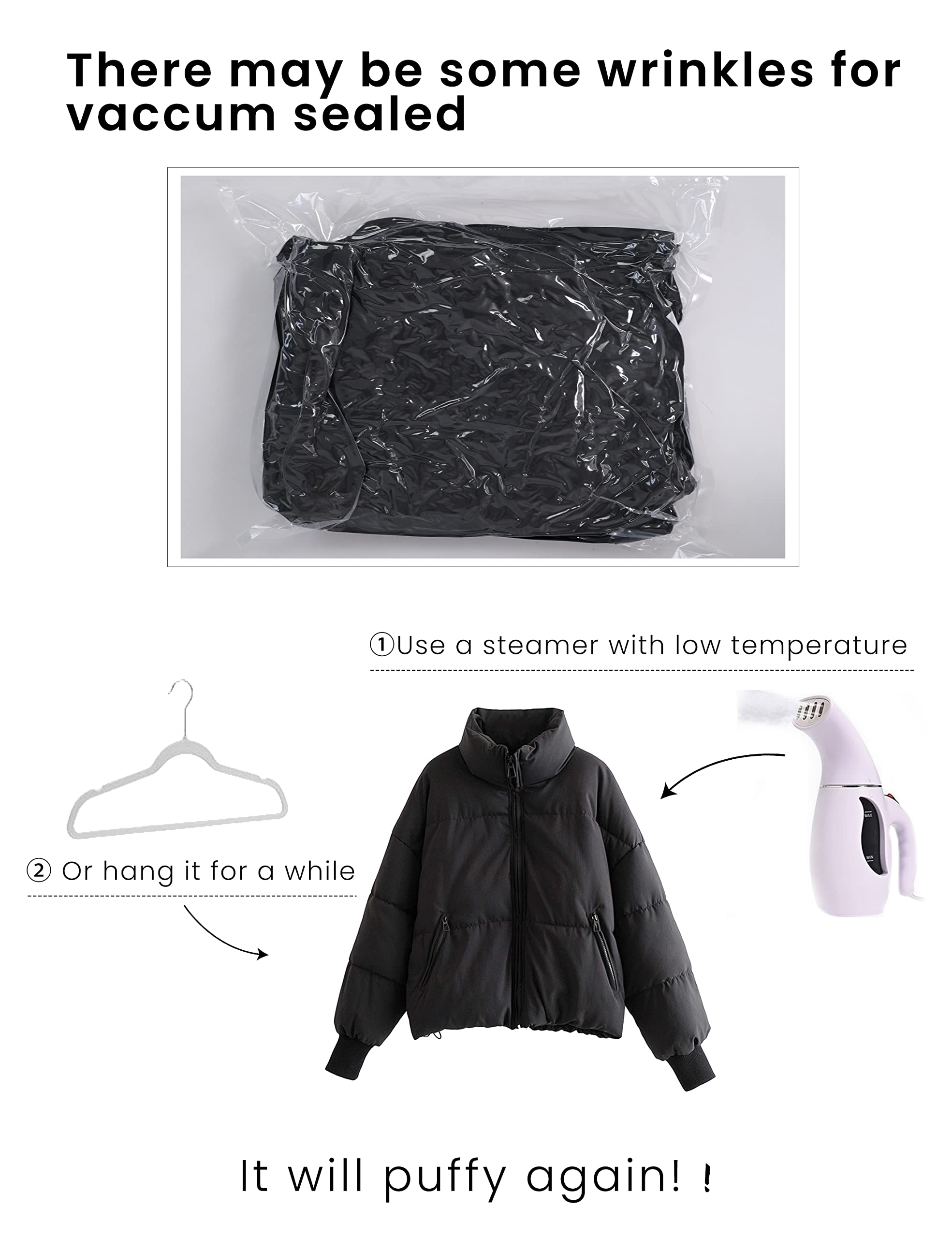 Lianlive Womens Cropped Puffer Jacket Oversized Black Short Puffy Winter Coat thumbnail 8