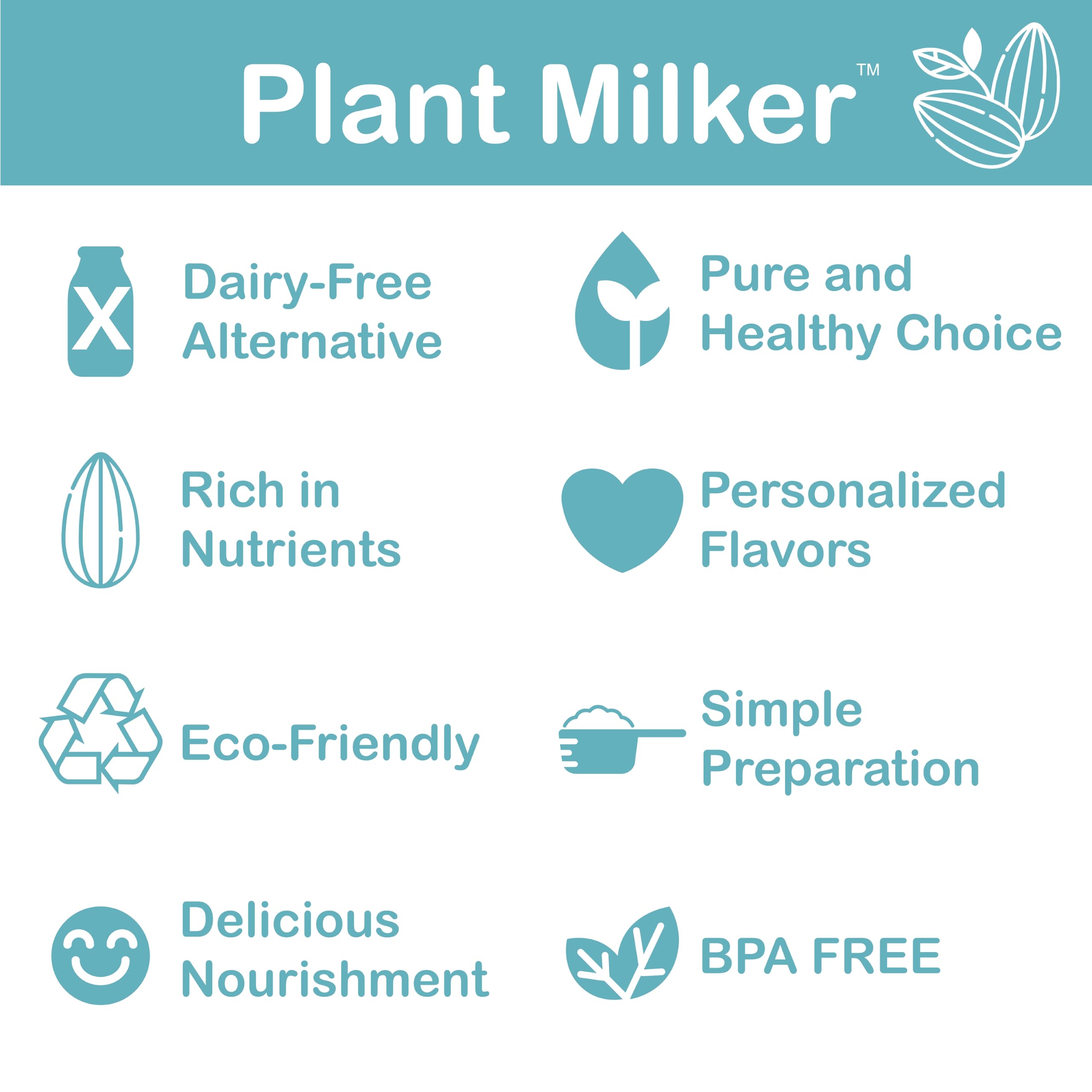 Clean Living With Michelle 1qt. Plant Milker, 8-in-1 Multi-Functional, Self-cleaning, Nut Milk Maker, Homemade Plant Milk Maker, Almond Milk Machine 33.8oz (): White