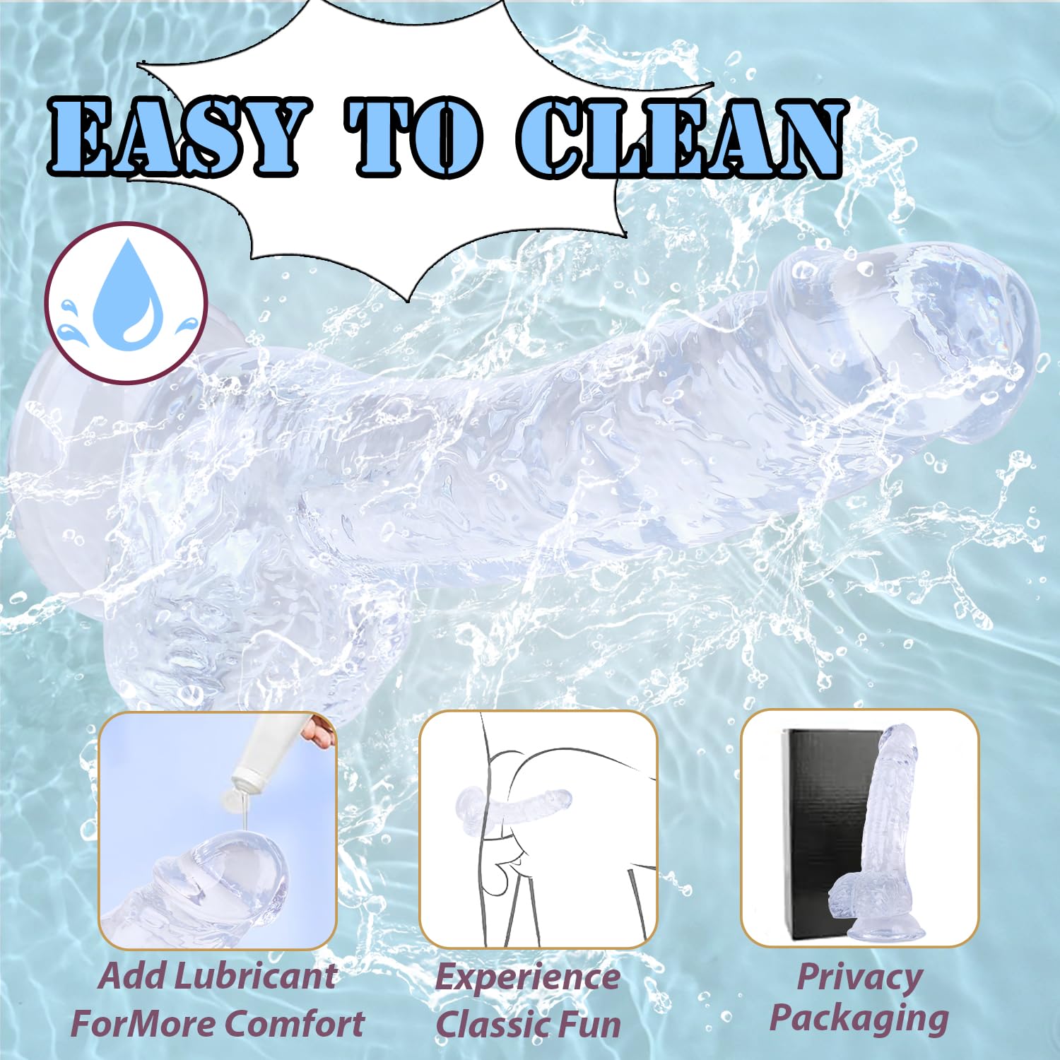 7 Inch Soft  Dildo, Realistic Silicone Medium Anal Dildos Stimulation Vaginal G-Spot and Anal, Safe Material Lifelike Men Penis with Strong Suction Cup, Adult Sex Toys for Women/Beginner Sexual: Clear