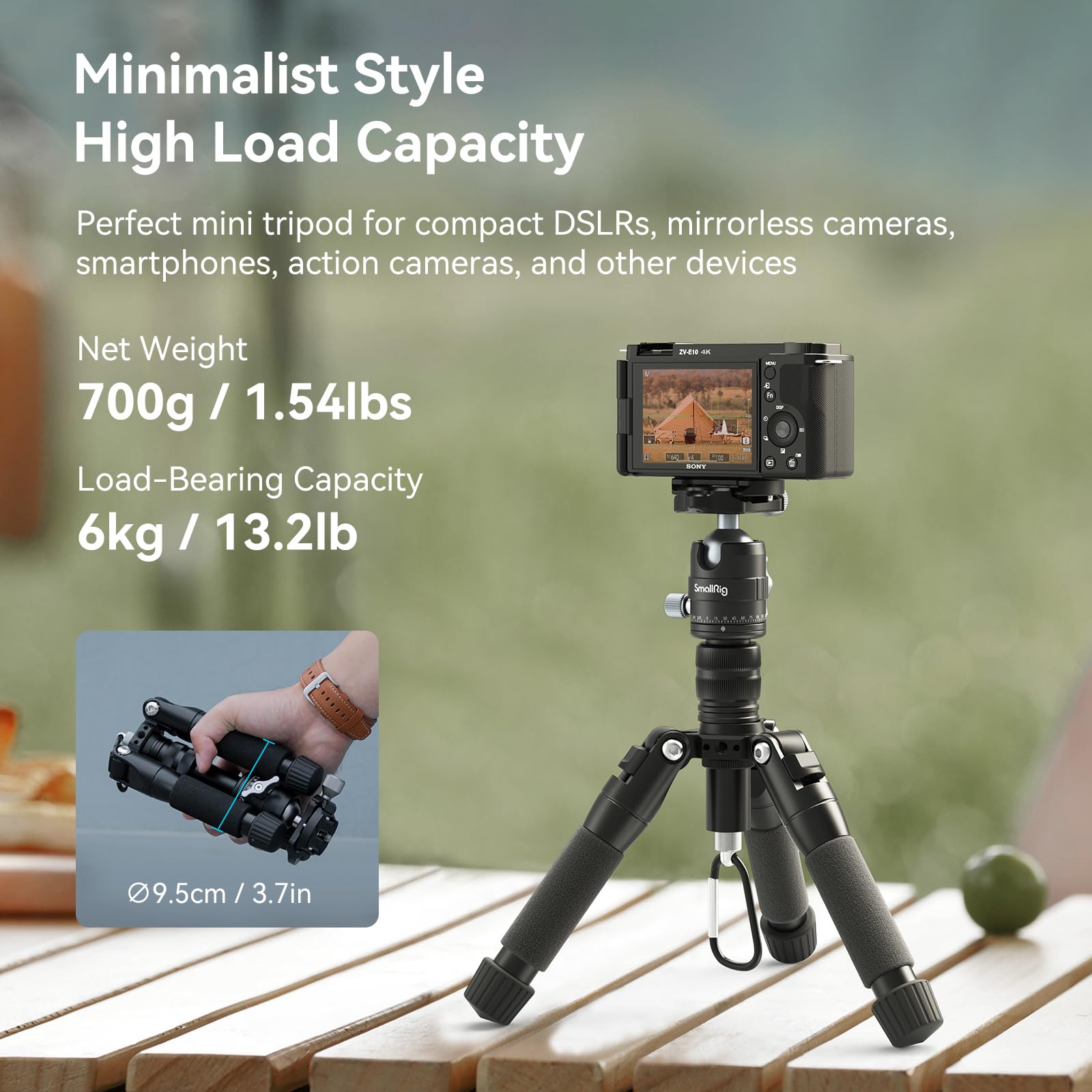 SmallRig VT-20 Aluminum Mini Tripod, 20" Desktop Tripod with 360° Ball Head, Compact Desktop Tripods for DSLR Camera Video Camcorder, Load up to 13lb/6kg-4289: SmallRig VT-20 Aluminum Mini Tripod, 20" Desktop Tripod with 360° Ball Head, Compact Desktop Tripods for DSLR Camera Video Camcorder, Load up to 13lb/6kg-4289