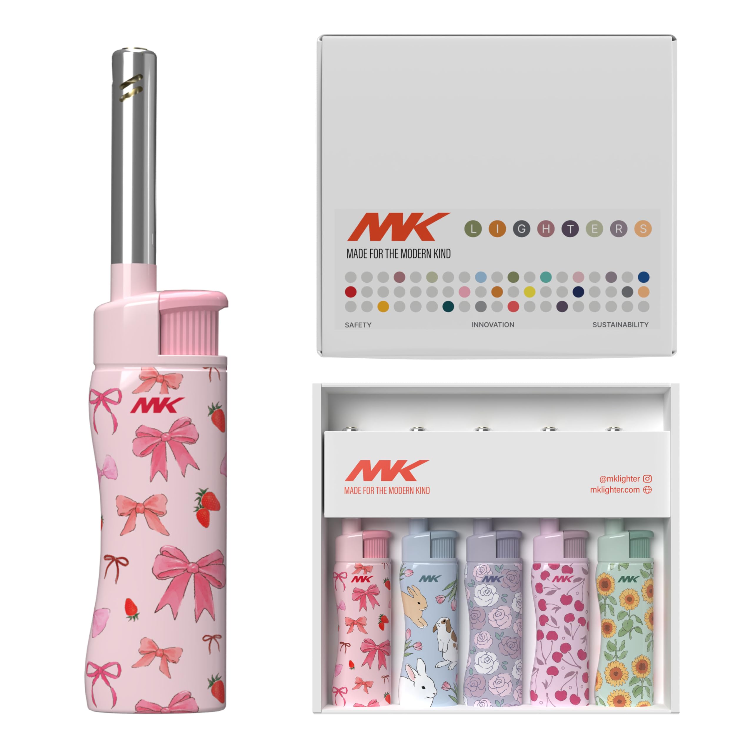 MK Lighter Candle Lighters, Windproof Flame, Ideal as Lighters for Candle, Camping Lighters, Outdoor, Butane Refillable (Charm-5PC): Charm-5pc