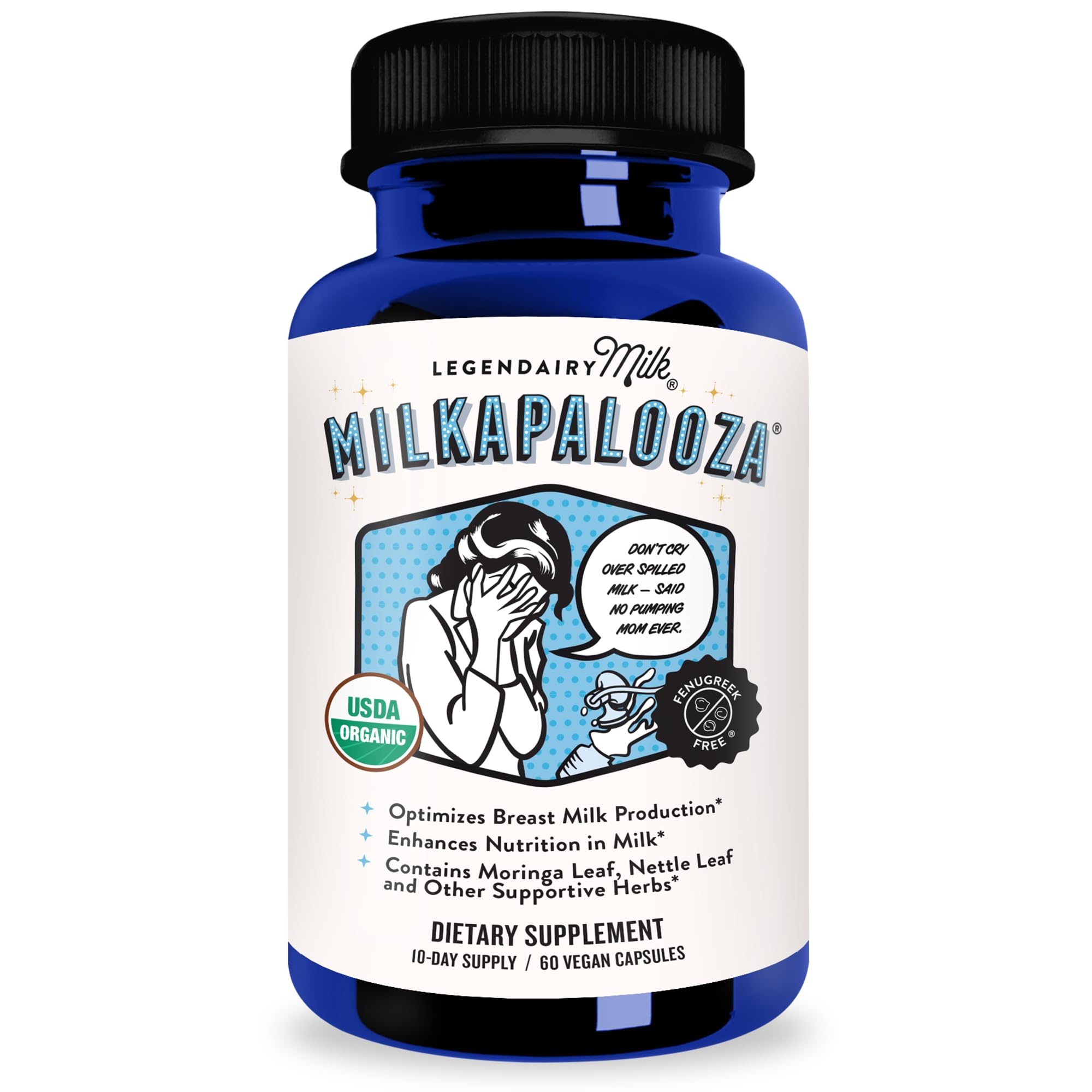 Legendairy Milk Milkapalooza Lactation Supplement for Breastfeeding Moms, Increase Breast Milk Supply with Organic Moringa, Fennel, Nettle, & Shatavari, Vegan Postpartum Essentials Fenugreek-Free 60ct thumbnail 1