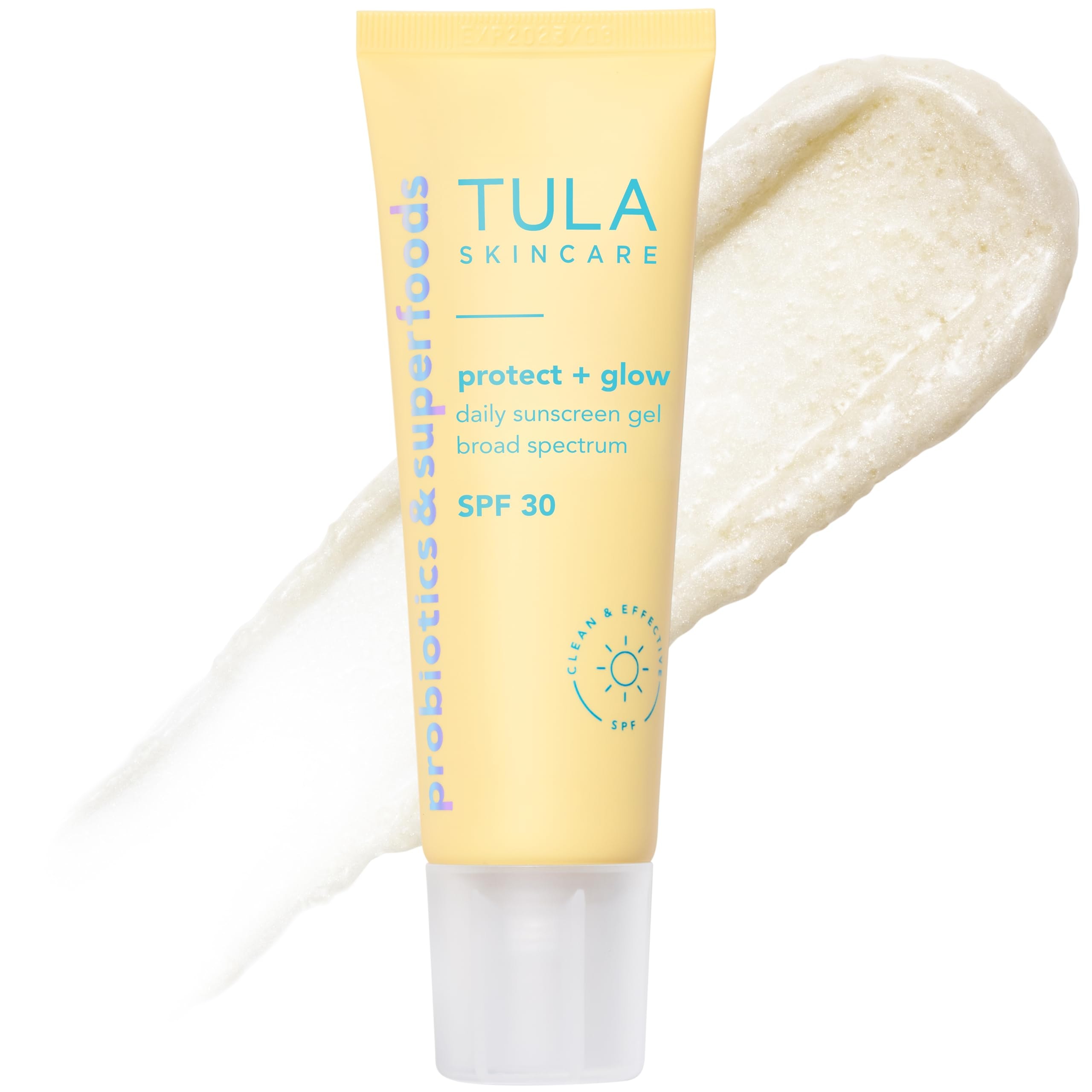 TULA Skin Care Protect + Glow Daily Sunscreen Gel Broad Spectrum SPF 30 - Skincare-First, Non-Greasy, Non-Comedogenic & Reef-Safe with Pollution & Blue Light Protection, Supersize, 3.38 oz: Protect + Glow, 1.7 fl oz