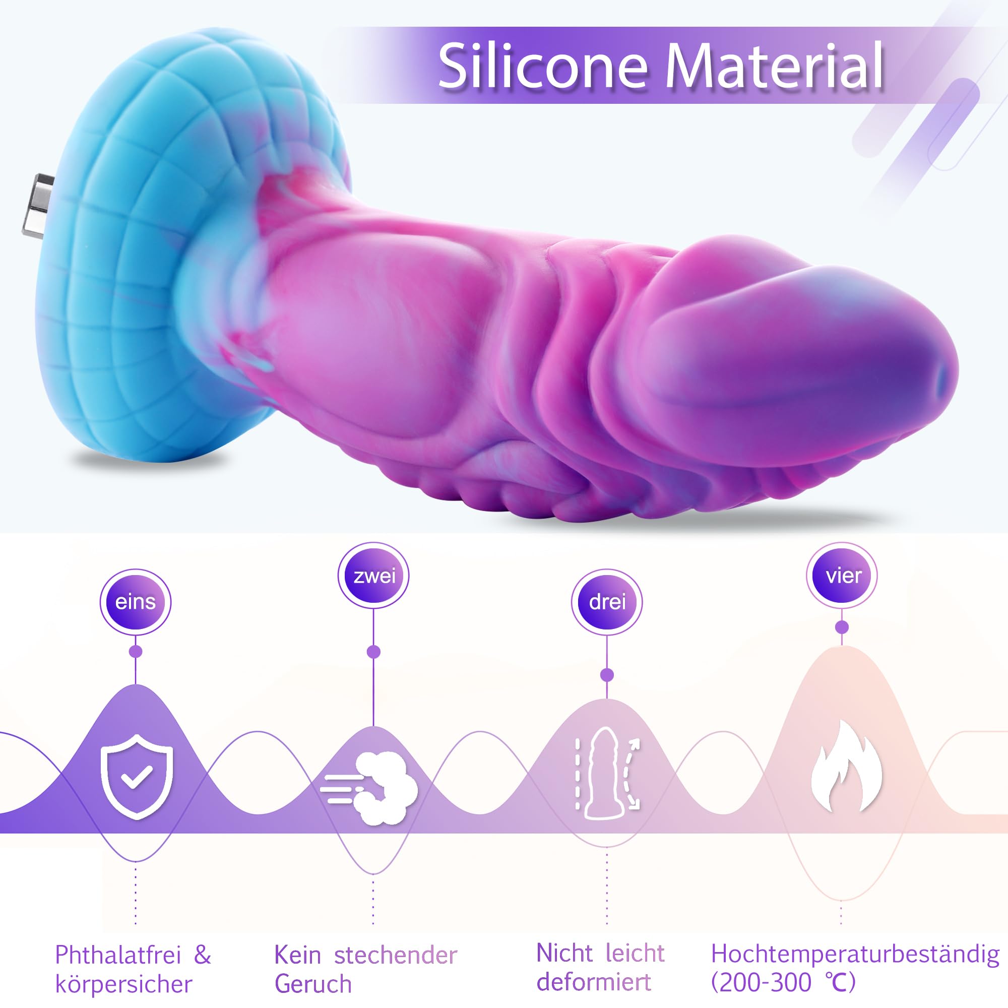 Hismith Silicone Dildo with KlicLok System for Premium Sex Machine: 8" Silicone Fantacy Dildo