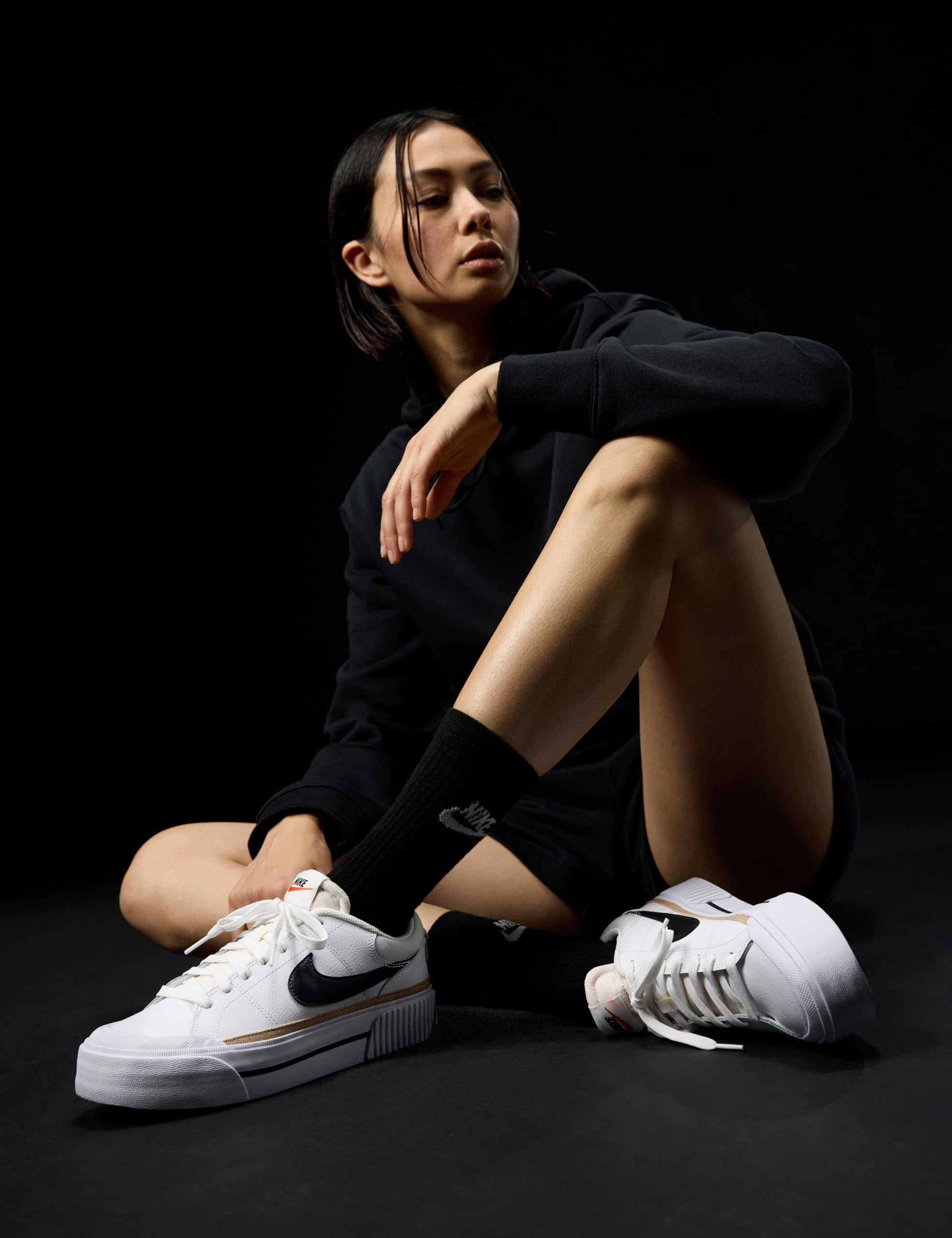 Nike Women's Court Legacy Lift Shoes: 7.5 White/Black-hemp-team Orange