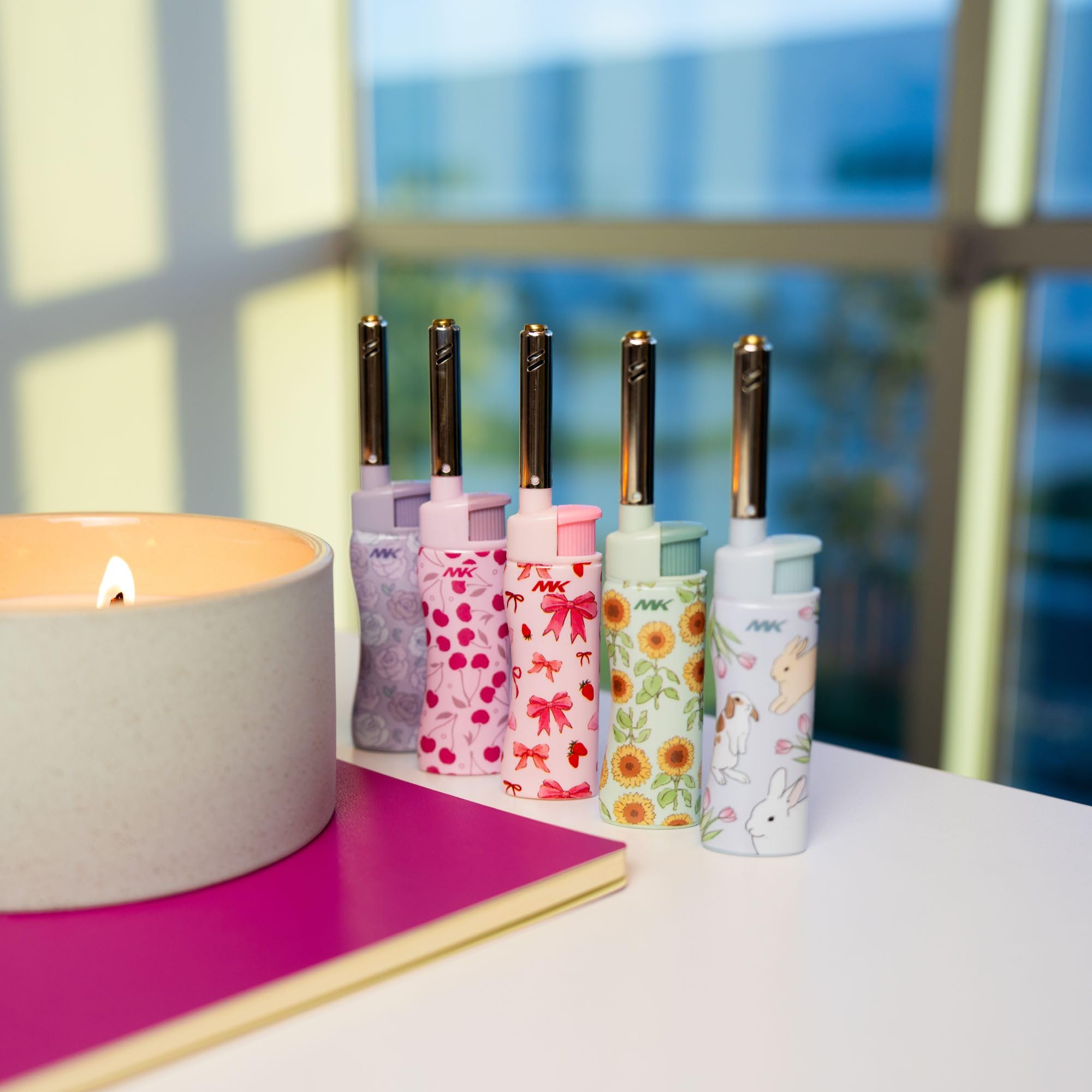MK Lighter Candle Lighters, Windproof Flame, Ideal as Lighters for Candle, Camping Lighters, Outdoor, Butane Refillable (Charm-5PC): Charm-5pc