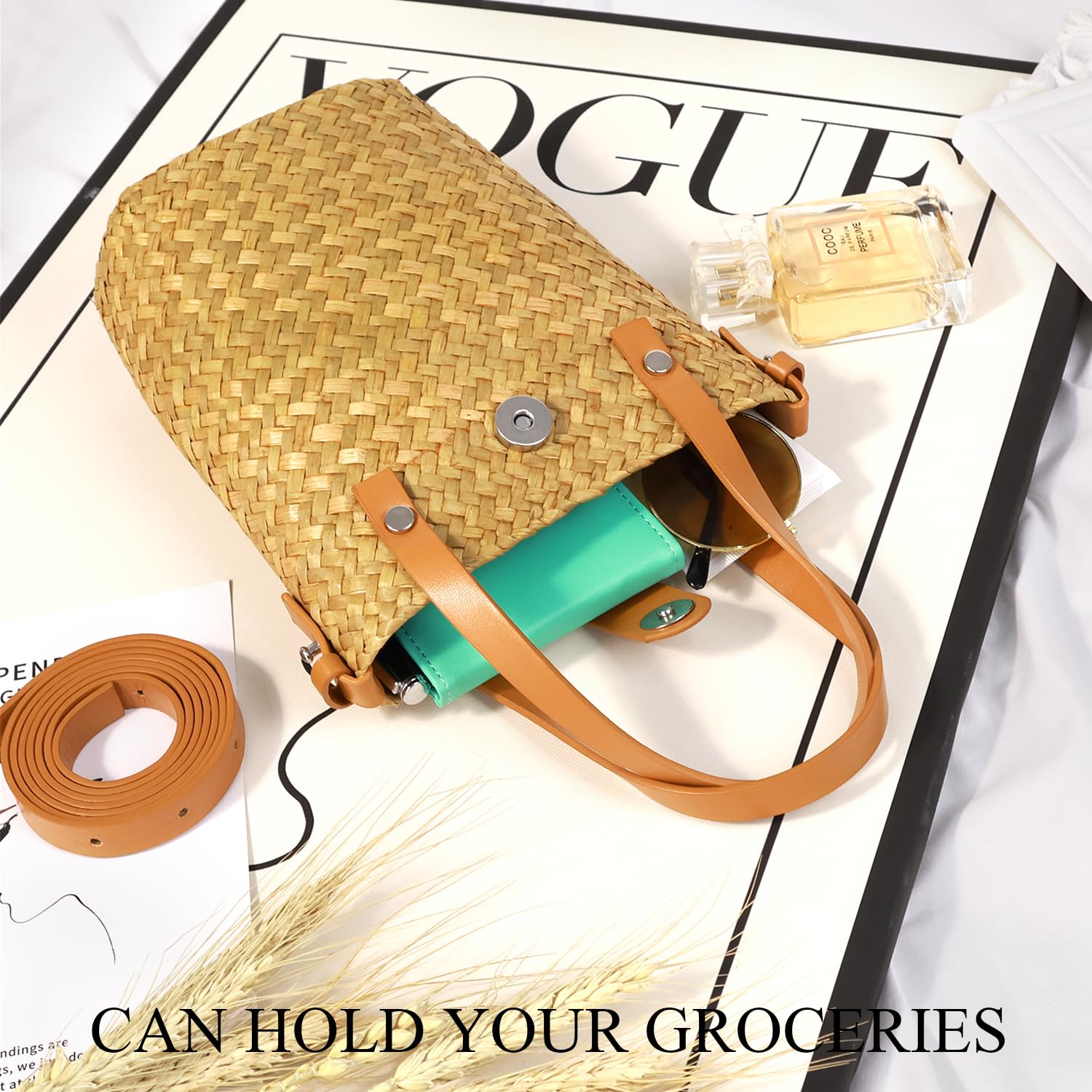 EIMMBD Straw Bags for Women Straw Clutch Purses Beach Crossbody Tote Bags Handbag