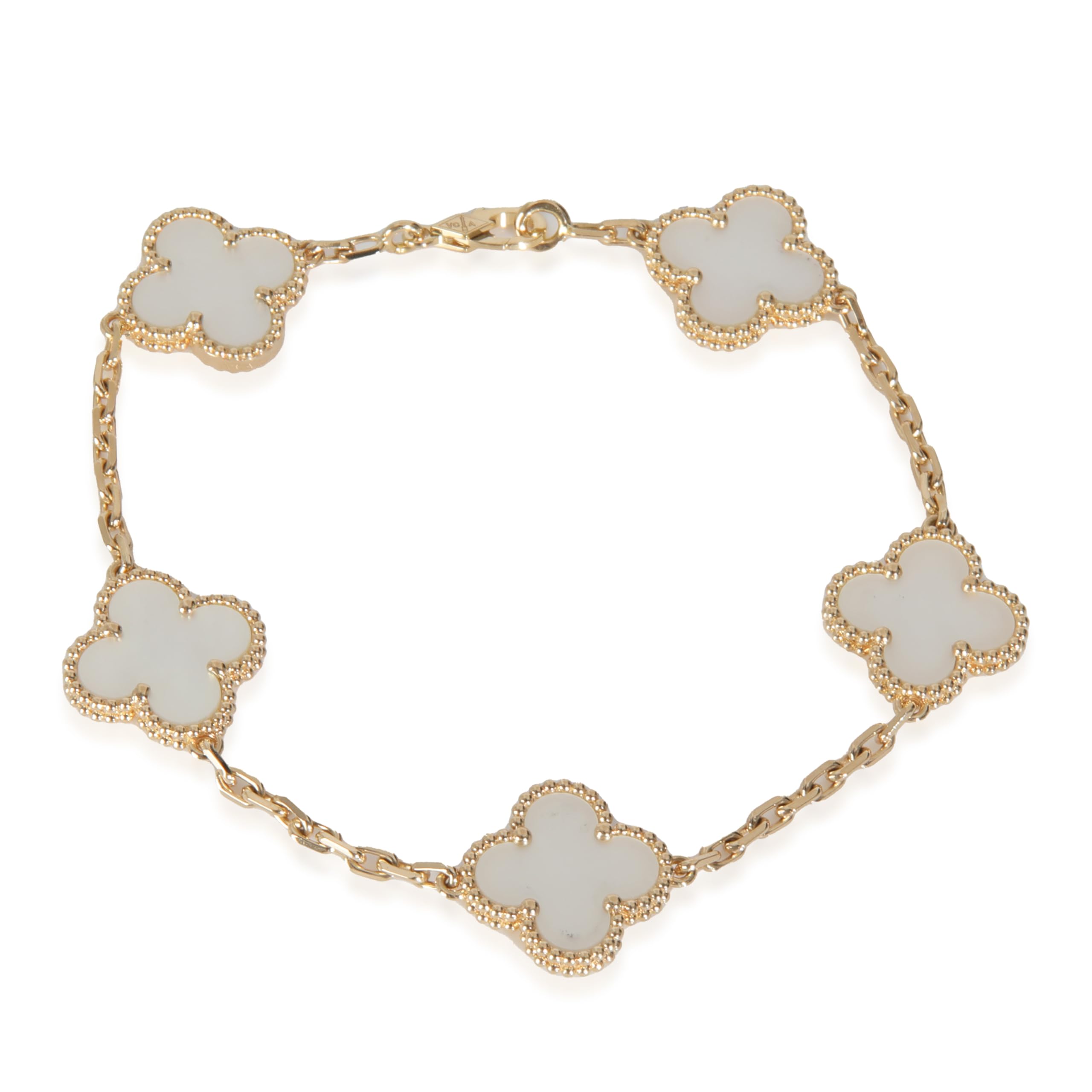 Van Cleef & Arpels, Pre-Loved Vintage Alhambra Bracelet, Yellow Gold, Mother Of Pearl, 7.5 in
