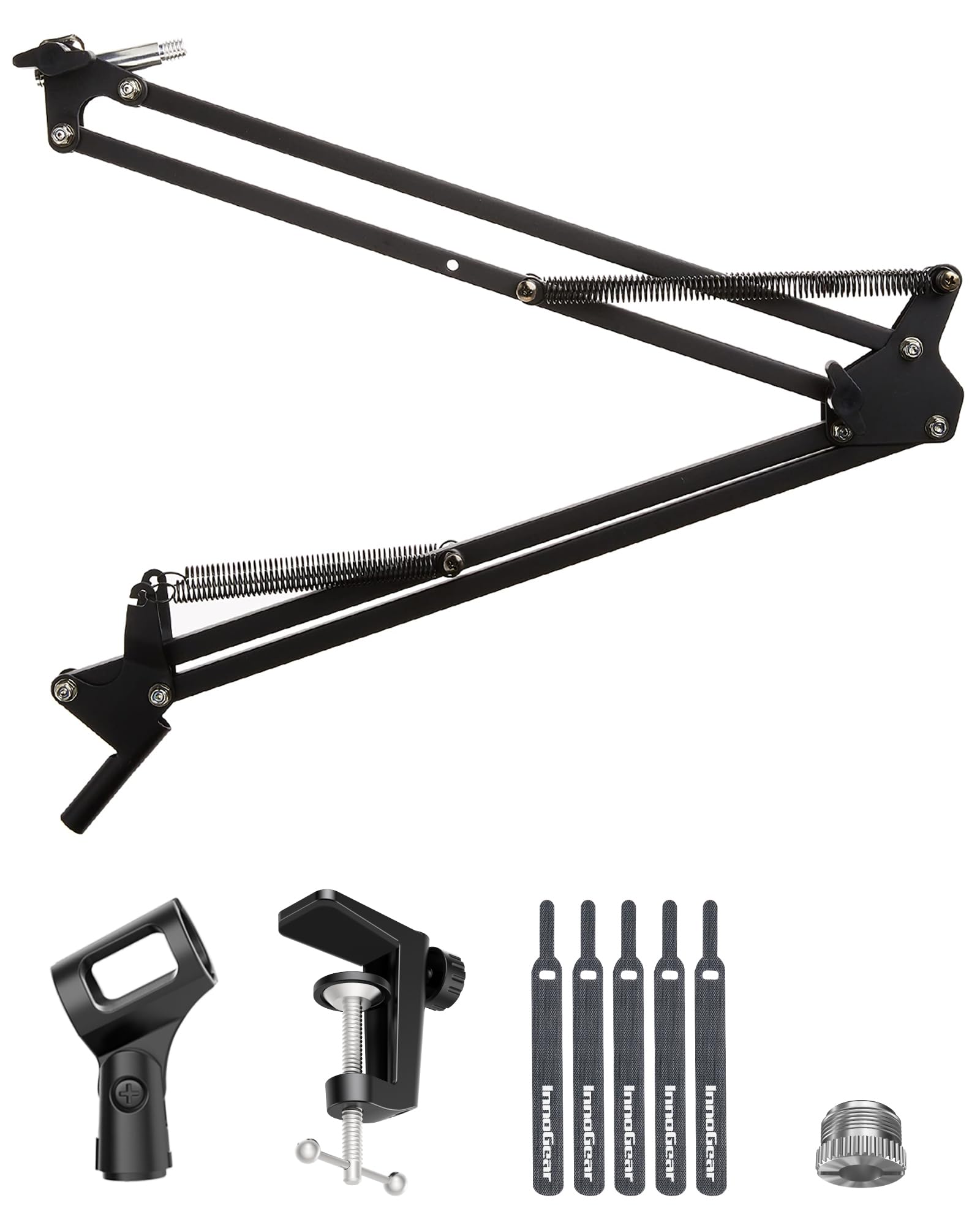 InnoGear Boom Arm Microphone Mic Stand for Blue Yeti HyperX QuadCast SoloCast Snowball Fifine Shure SM7B and other Mic, Medium: Medium Black