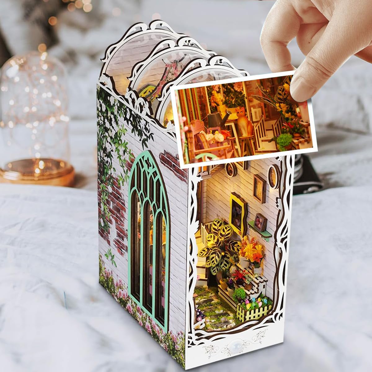 INSGEN DIY Miniature Dollhouse house Building Room Kit, Wooden Diorama Book Nook House Kits Build Crafts for Adults, Miniature Street Tiny Library House Making Kit 1:24 Scale: INSGEN DIY Miniature Dollhouse Booknook Kit - Wooden Flower House Building Kit, 1:24 Scale Dollhouse Flowerhouse Building Kit, Book Nook Kits Crafts for Adults, Handmade Flower House