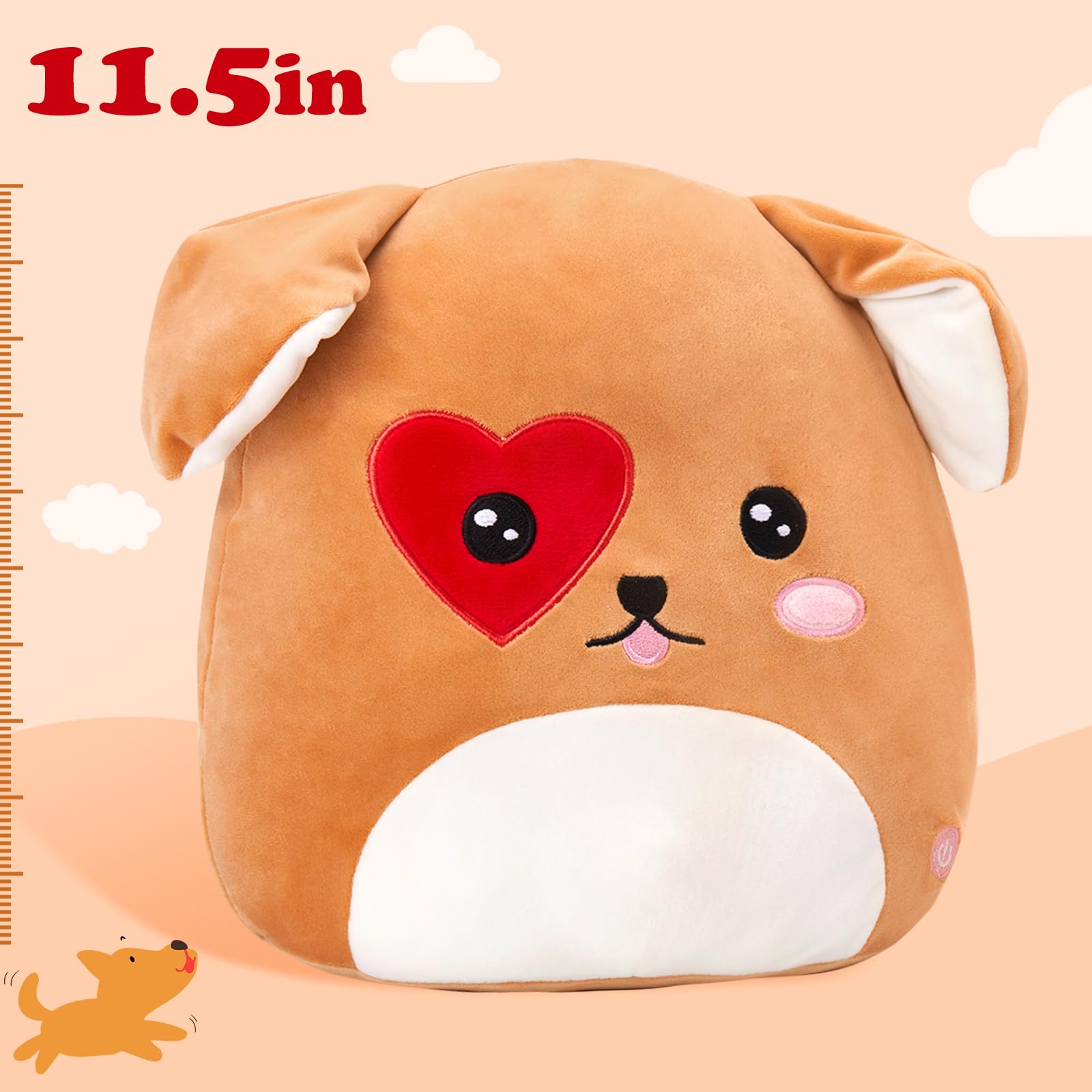 CozyWorld Puppy  Plush Stuffed Animals Plushie Squishy Original Heart Love You Dog Pillow Soft Cuddly Gifts for Boys Girls 11.5 Inch