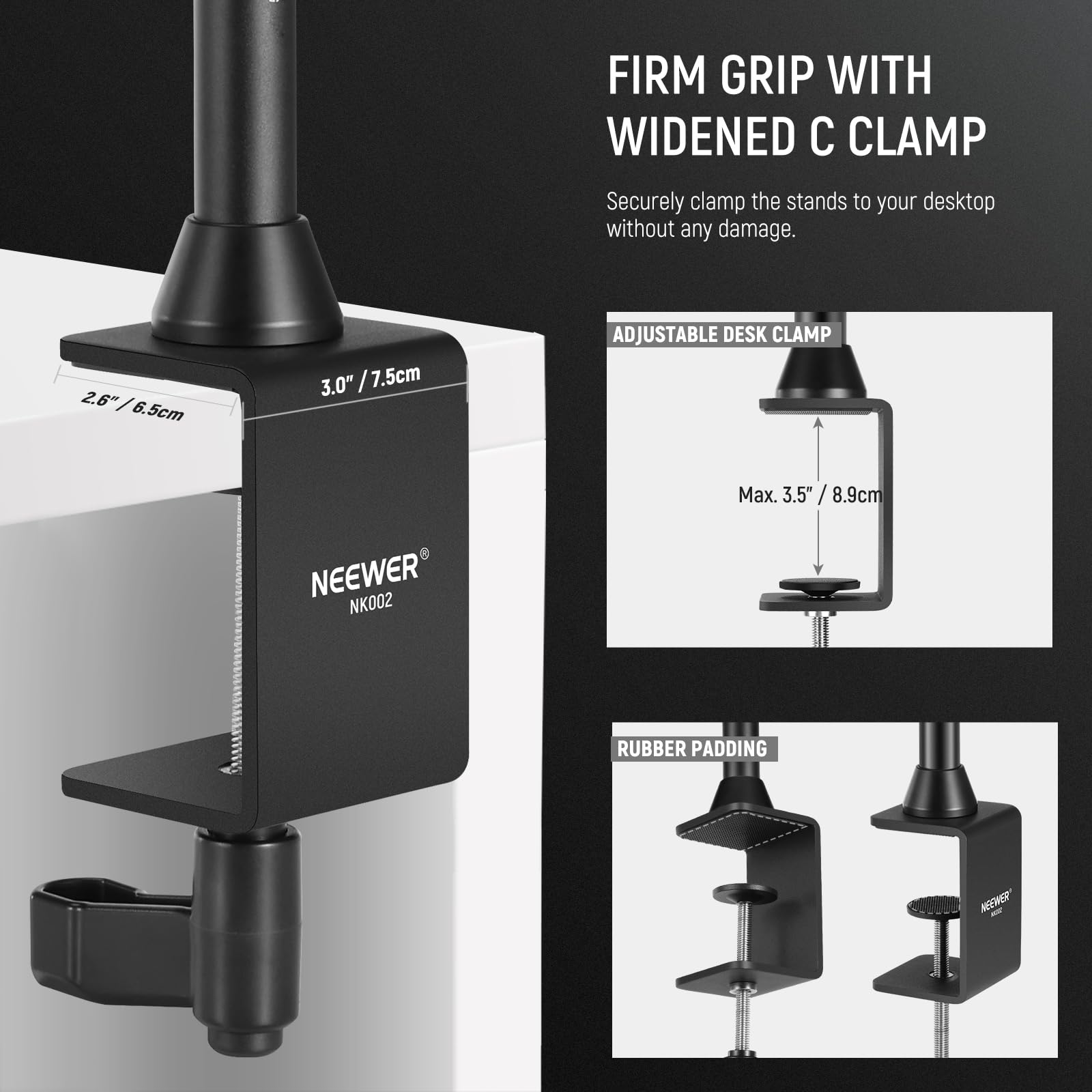 NEEWER Overhead Camera Mount Rig with 2 Ball Heads, Super Clamp/Mobile Phone Holder/Camera Desk Mount, Multi Device Mount, Platform Overhead Tripod, Adjustable Height Width, Max Load 12 kg, NK002: Overhead Rig with 2 C Clamp Stand