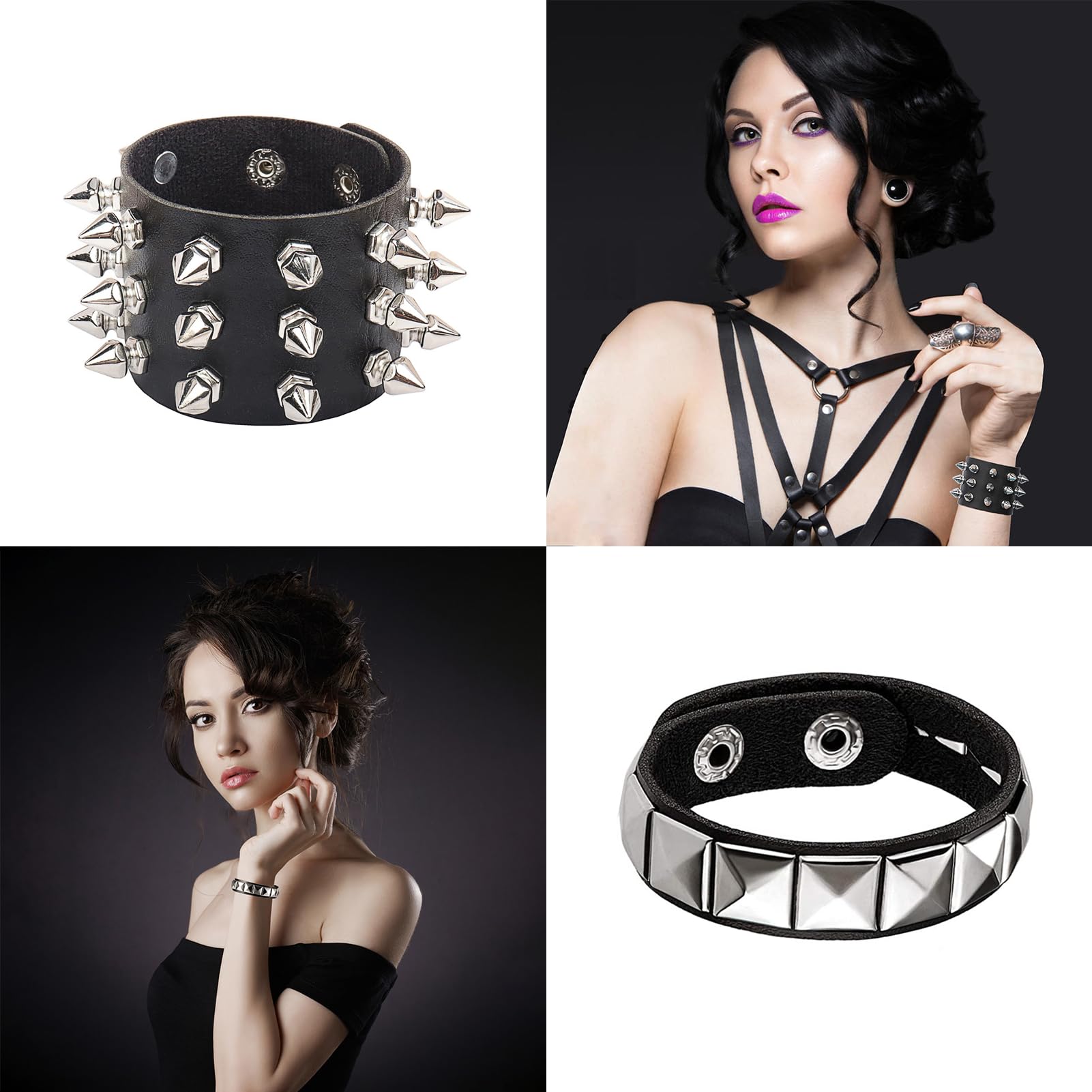 ZKLYPJ 6Pcs Punk Goth PU Leather Bracelet Studded Spike Rivet Buckle Wristband Cuff Bangle Black Gothic Steampunk for Men Women Unisex 80s Cool Rock Style Party Favors Jewelry Cosplay Night Club Sexy Gift Halloween Christmas Accessories: ZKLYPJ 6Pcs Punk Goth PU Leather Bracelet Studded Spike Rivet Buckle Wristband Cuff Bangle Black Gothic Steampunk for Men Women Unisex 80s Cool Rock Style Party Favors Jewelry Cosplay Night Club Sexy Gift Halloween Christmas Accessories