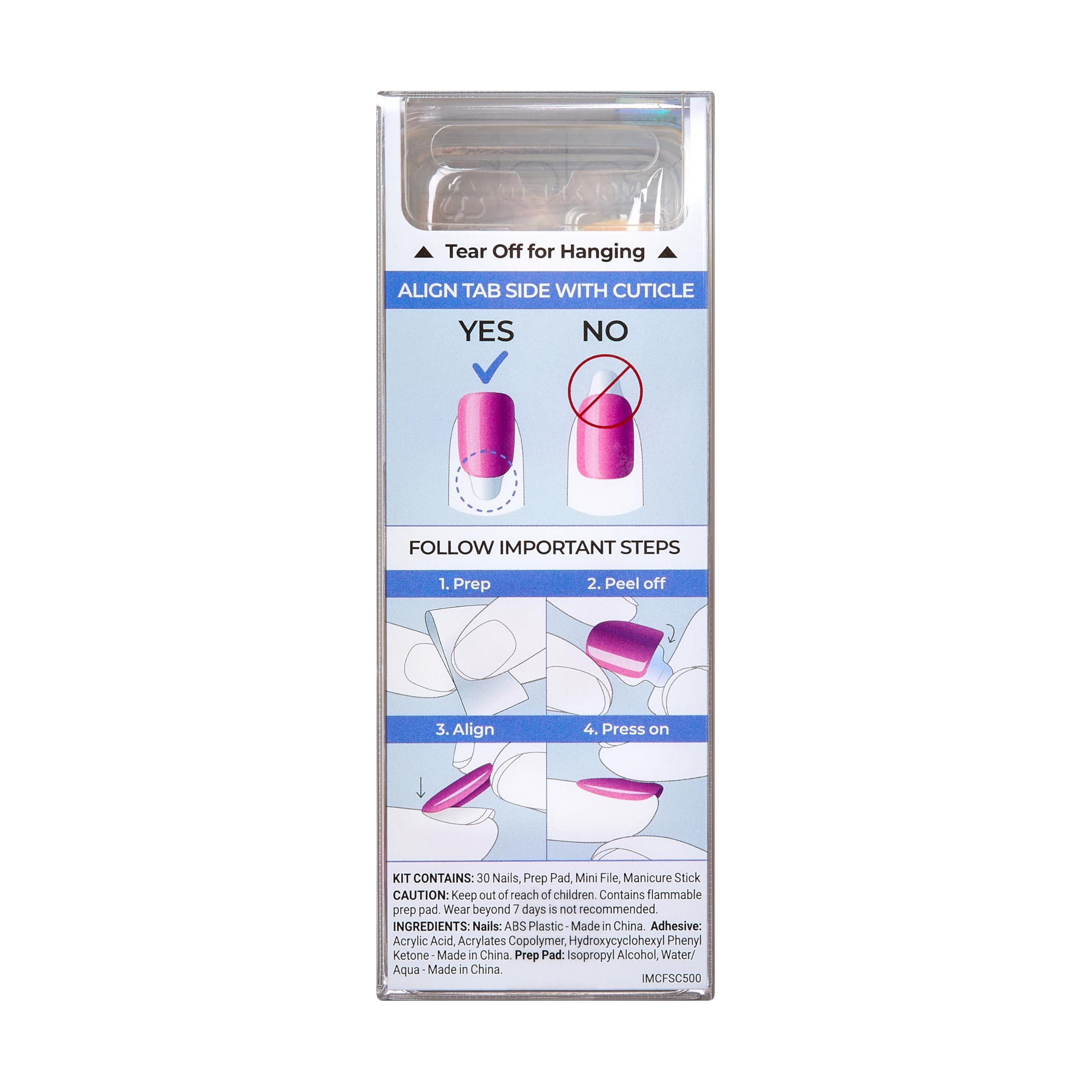 KISS imPRESS No Glue Mani Press On Nails, Color FX, '', Red, Short Size, Oval Shape, Includes 30 Nails, Prep Pad, Instructions Sheet, 1 Manicure Stick, 1 Mini File thumbnail 4