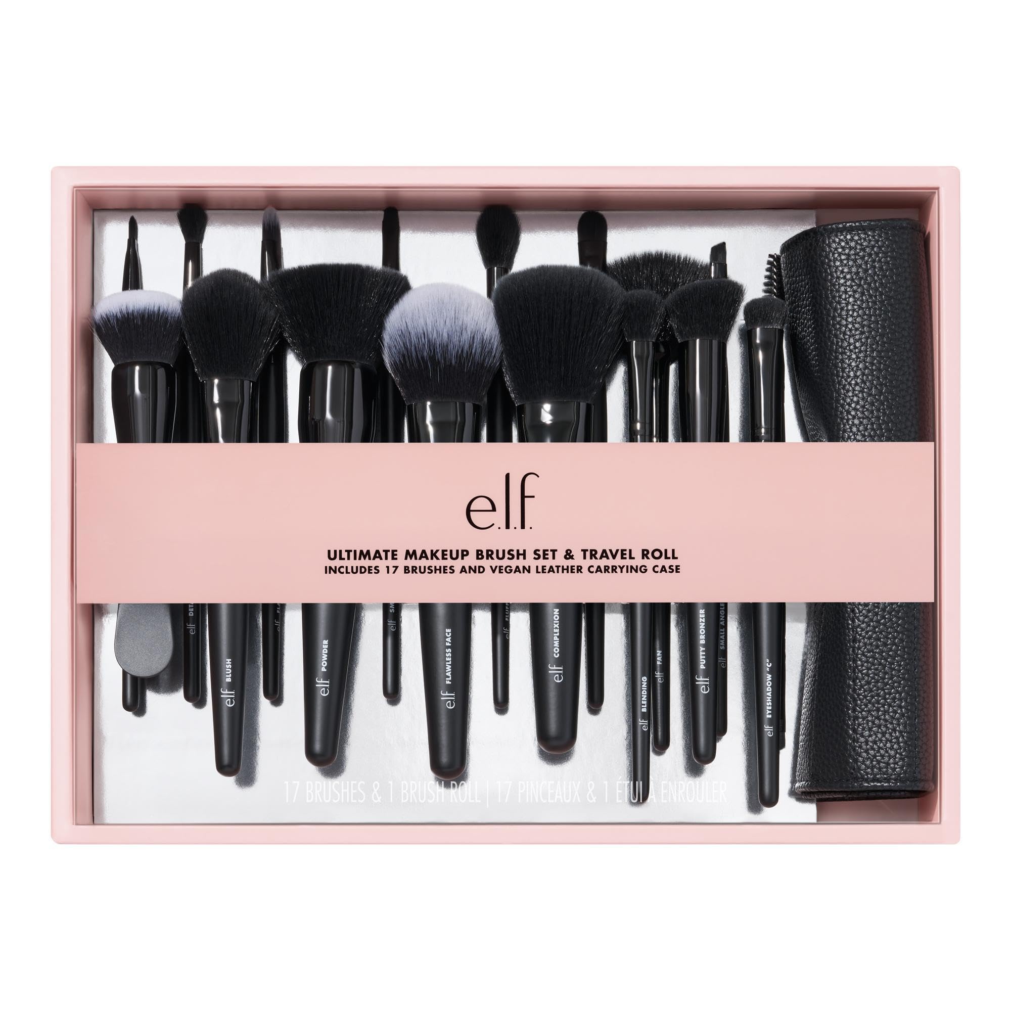 e.l.f. Ultimate Makeup Brush Set & Travel Roll, 17-Piece Brush Kit, Brushes For Eyeshadow, Foundation, Powder, Concealer & more, Vegan & Cruelty-Free: e.l.f. Ultimate Makeup Brush Set & Travel Roll, 17-Piece Brush Kit, Brushes For Eyeshadow, Foundation, Powder, Concealer & more, Vegan & Cruelty-Free