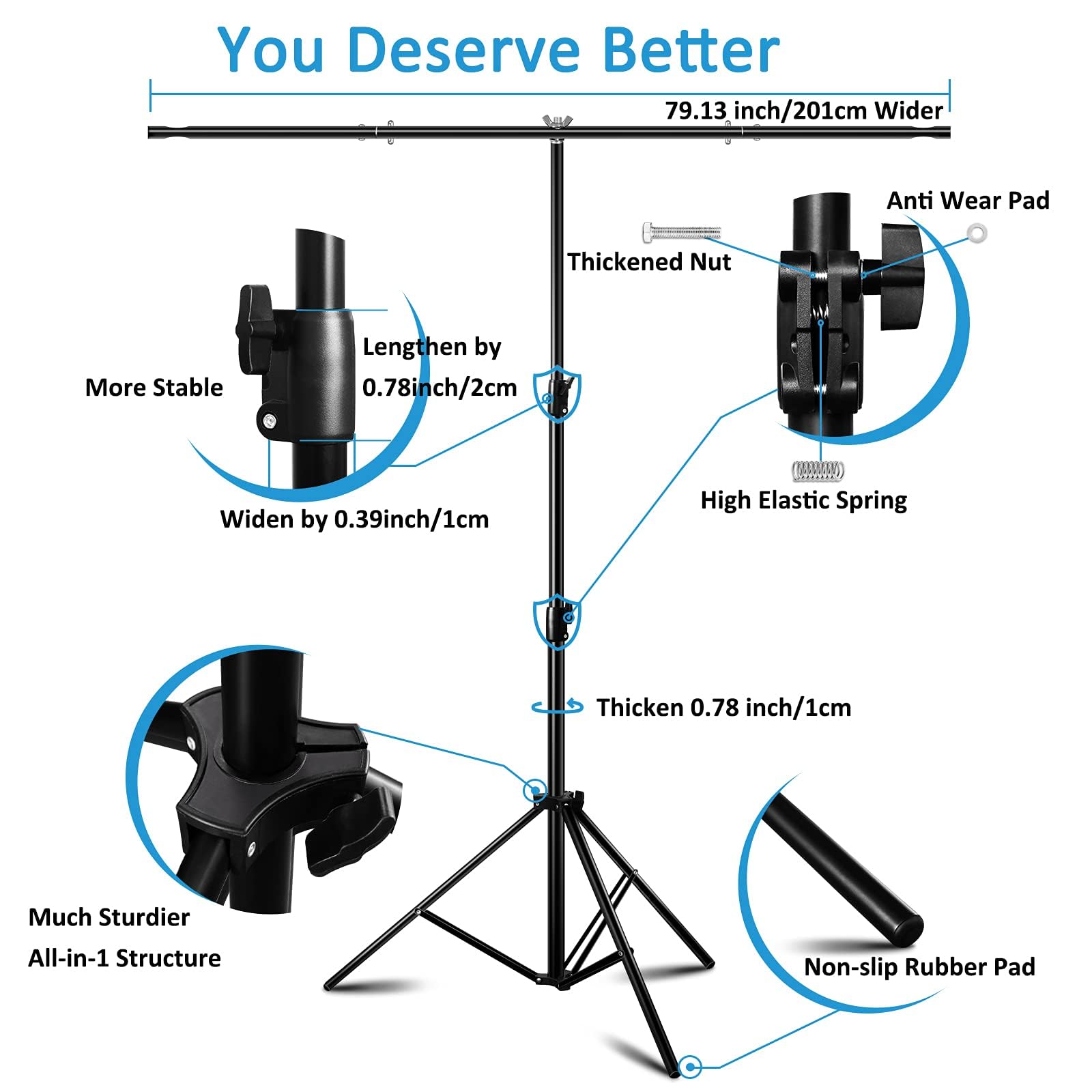5X6.5ft Green Screen Backdrop with Stand Height Adjusted, Washable, Ironable Green Screen with T-Shape Background Stand Kit with Carrying Bag & Clamps for Streaming, Video, Zooming, Gaming: 6.5X9.6 FT Backdrop and 6.6X6.6FT stand