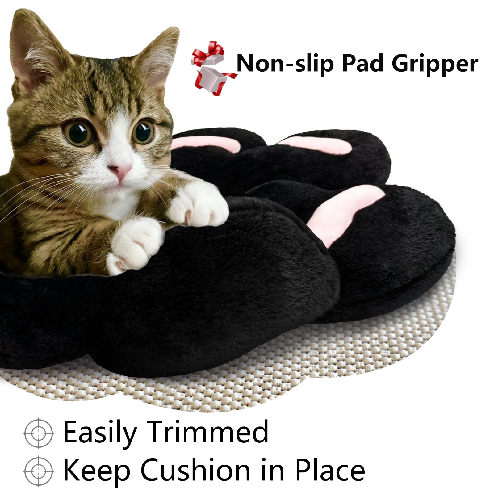 MOONBEEKI Cat Paw Cushion Chair Comfy Kawaii Plush Seat Cushions Shape Lazy Pillow for Gamer Chair 28"x 24" Cozy Floor Cute Seat Kawaii for Girl Worker Gift, Dining Room Bedroom Decorate Black: Black 24 Inch
