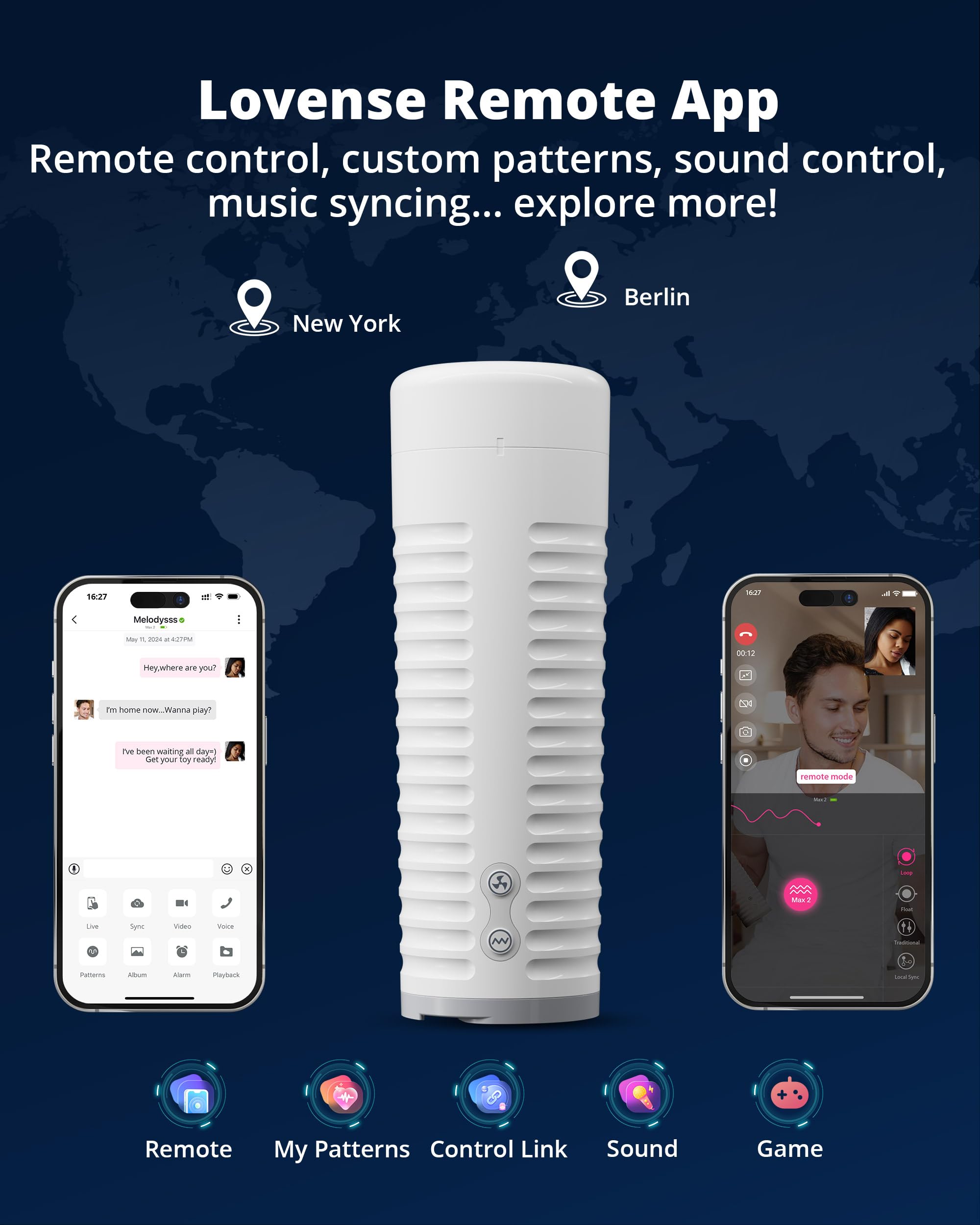 LOVENSE Max 2 Male Masturbator Sex Toys, Automatic Vibration Sex Machine Pocket Pussy with 360 Degree Contractions, Male Stroker Sucking Toys, 3D Realistic Pussy Pocket for Men's Oral Sex Toy