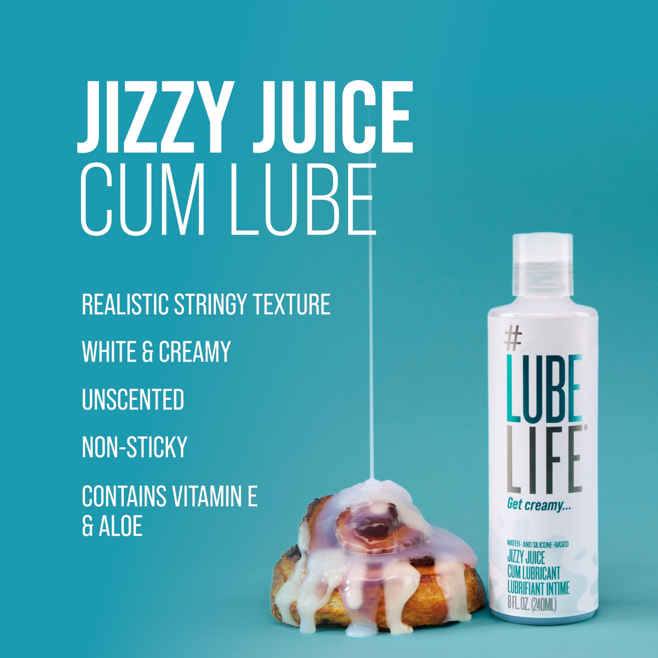 LubeLife  Cum Lube Thick, Creamy Lube for Men, Women & Couples – Realistic Look & Feel, Hybrid Formula, Hypoallergenic Personal Lubricant, 8 Fl Oz: Jizzy Juice