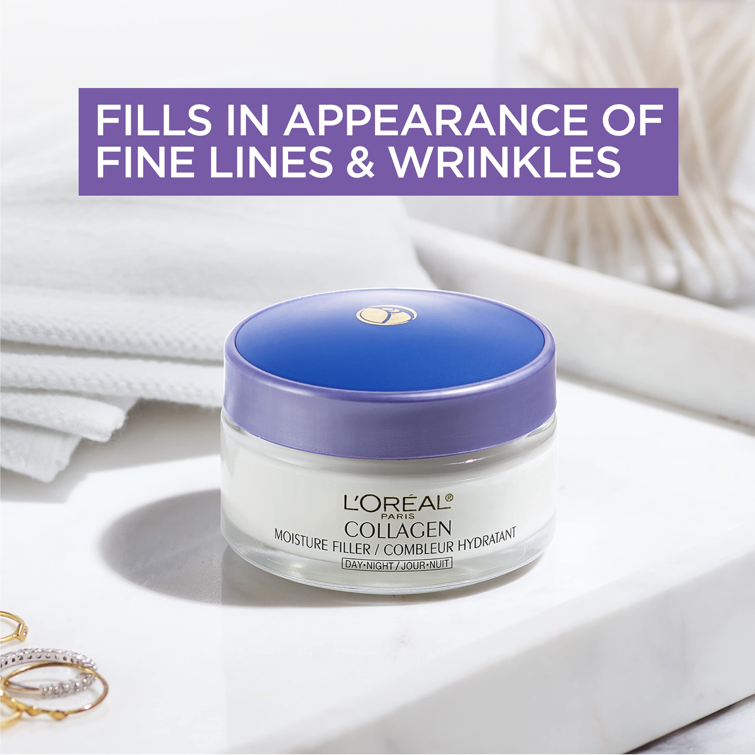 L'Oreal Paris Collagen Daily Face Moisturizer, Reduce Wrinkles, Face Cream 3.4 oz: Fragranced 3.4 Ounce (Pack of 1)