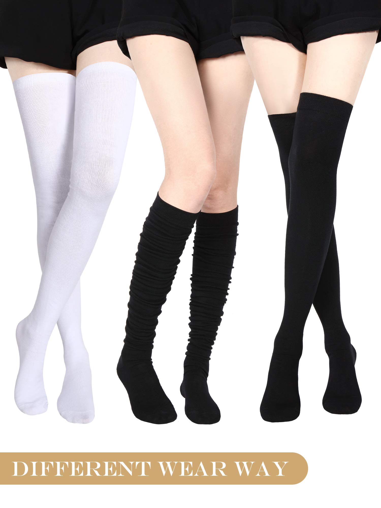 SATINIOR Extra Long Socks Thigh High Cotton Socks Extra Long Knee Boot Stockings for Women - Image 3