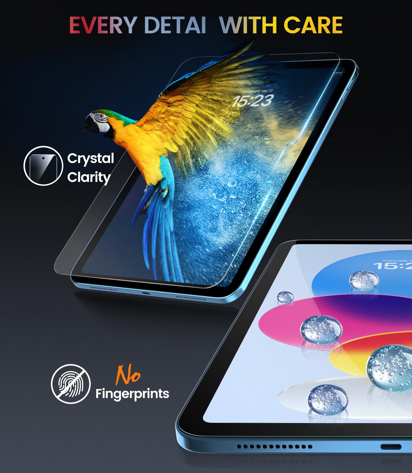 EZ-GLAZ-2 Pack Screen Protector for iPad 11th/10th Generation A16 (11/10.9 Inch, 2025/2022), 9H+ Hardness Tempered Glass with Easy Application Tray, Support Apple Pencil, Case Compatible, HD Clear
