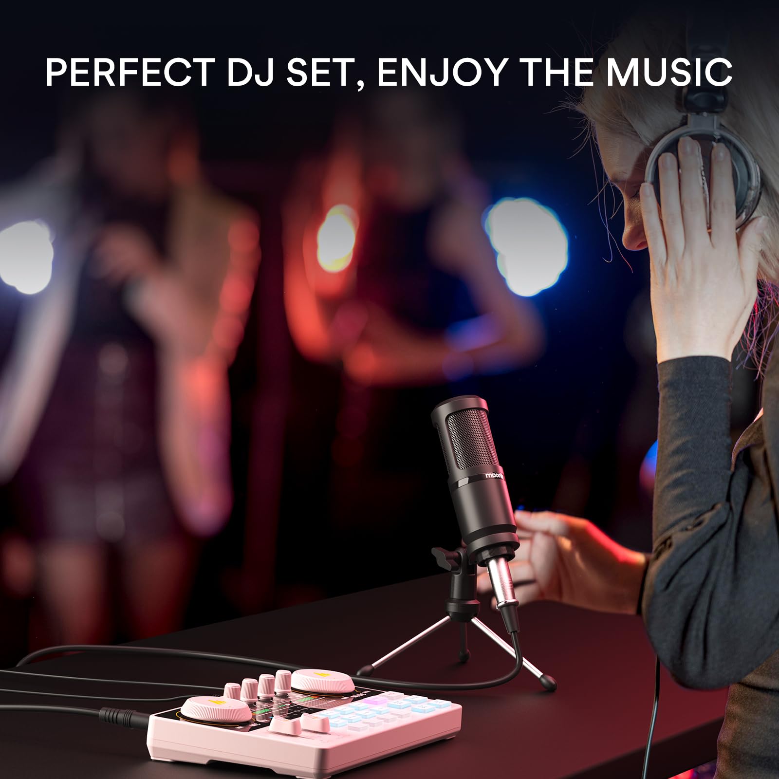 MAONO Podcast Equipment Bundle Audio mixer All-in-One Podcast Production Studio with 3.5mm Microphone for Live Streaming, Podcast Recording, PC, Smartphone, DJ MaonoCaster Lite (): AU-AM200-S1 Pink
