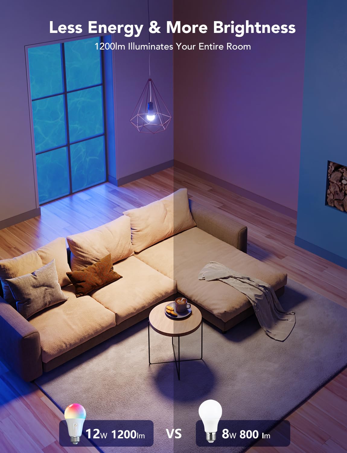 Govee Smart Light Bulbs 100 Lumens, Color Changing Light Bulbs RGBWW Dimmable, Works with Alexa & Google Assistant, Color Lights Bulb, 12W 85W Equivalent A19 LED Bulbs for Bedroom Living Room, 2 Pack: 2
