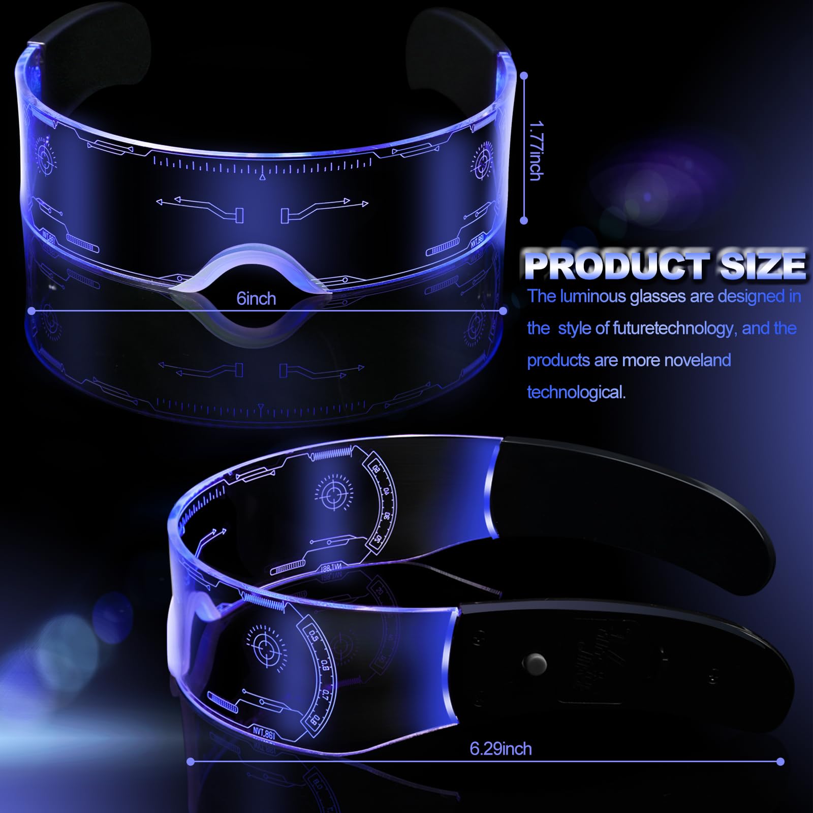 Led Visor Glasses Light Up 7 Colors and 4 Modes,  Glasses for Halloween Cosplay Party Bar Adults: Cyberpunk