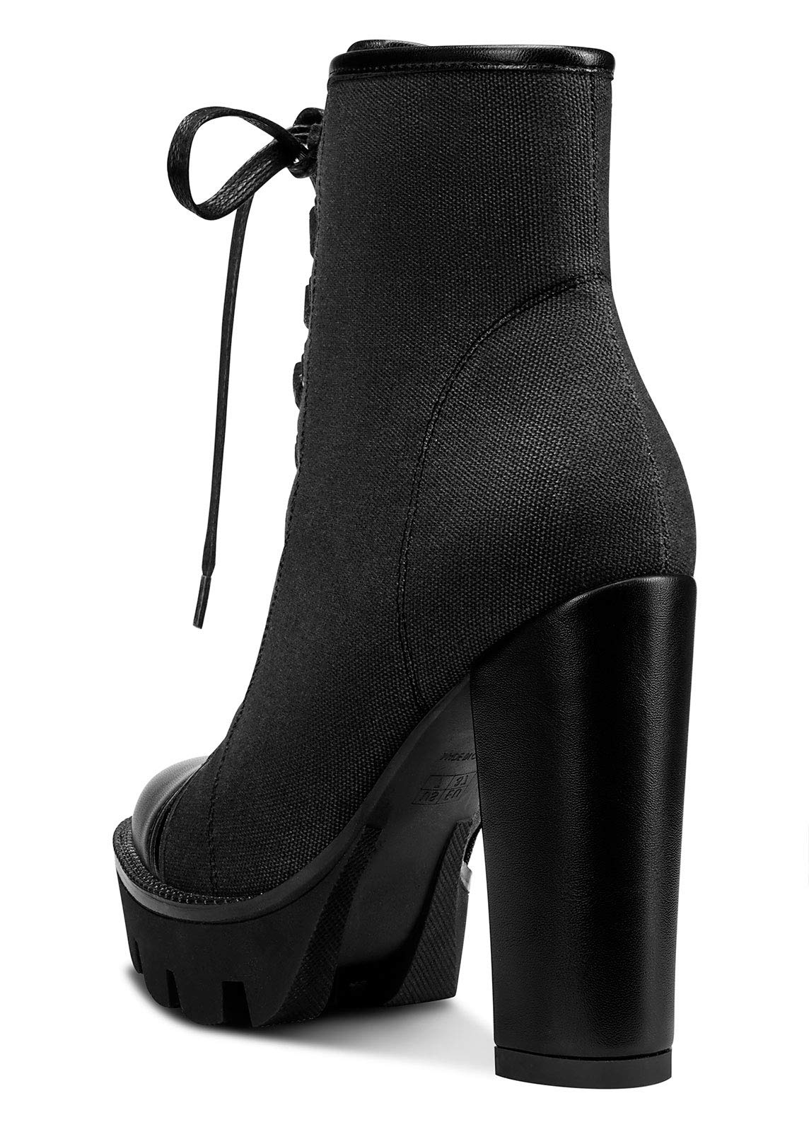Castamere Womens High Heel Platform Lace Up Booties Chunky Heel Ankle Boots With Zipper Round Toe 12CM Heels: 12 Black