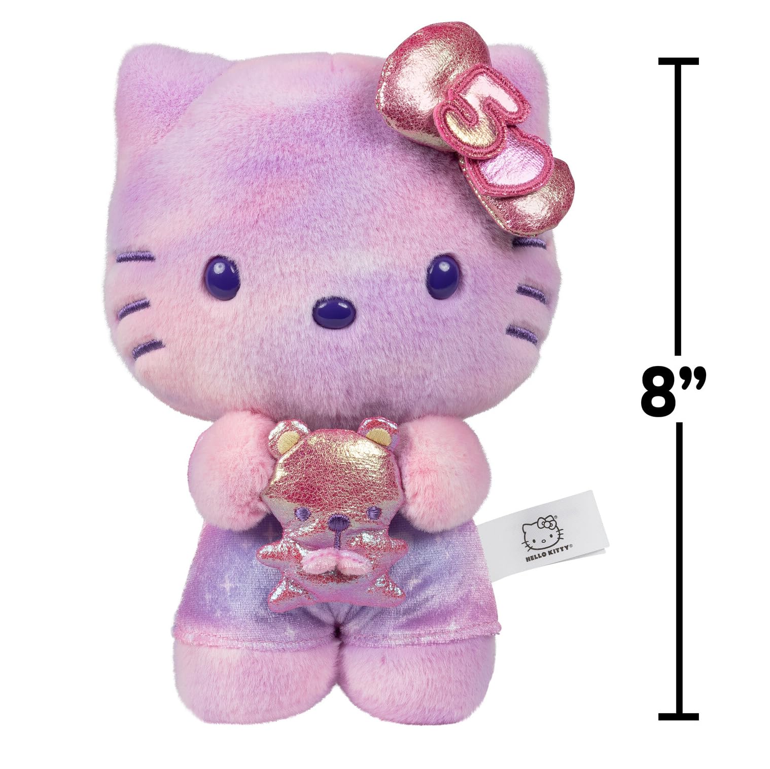 Hello Kitty and Friends, 50th Anniversary 8-inch Hello Kitty Plush with 50th Anniversary Teddy Bear - 5 Decades of Friendship - Officially Licensed Sanrio Product from Jazwares