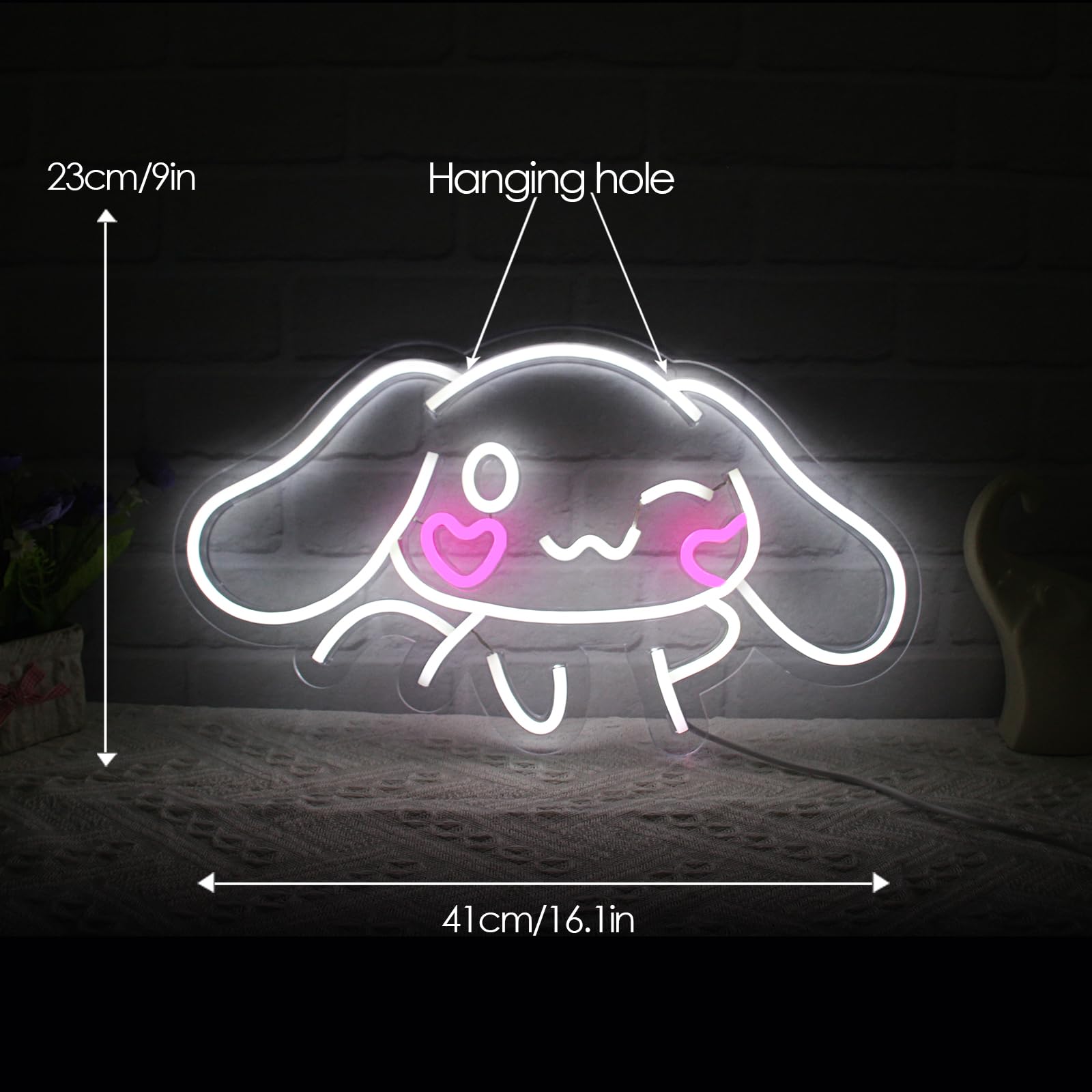 Cinnamoroll Anime Neon Sign for Wall Decor Cinnamoroll Led Light Room Decor Japanese Neon Light LED Sign for Anime Fans Cinnamoroll Gift for Girls 17.5"*9.5"