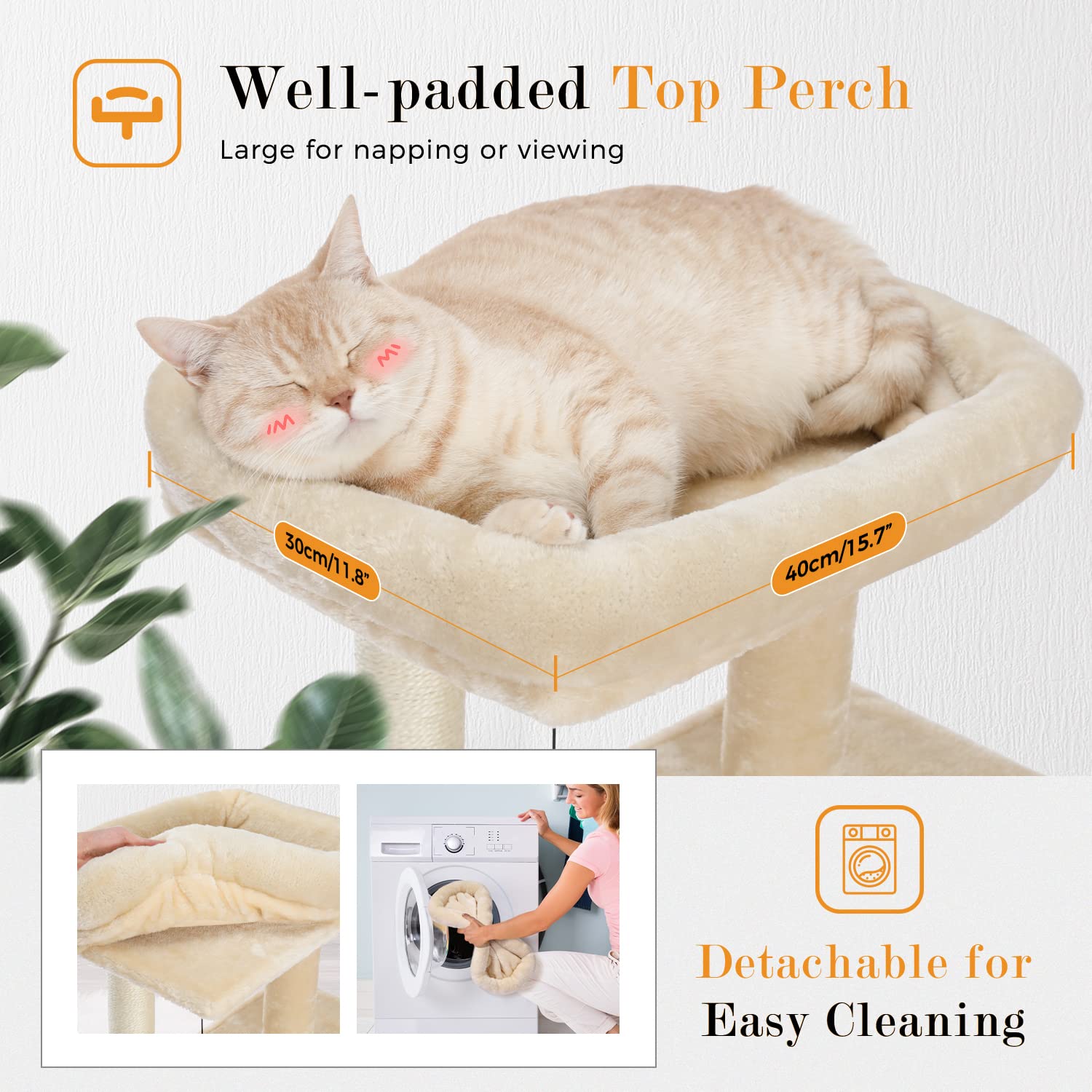 PAWZ Road Large Cat Tree, 41 Inches Gothic Cat Tower with 2 Spacious Condos for Indoor Cats, Large Black Cat House with Comfy Hammock, Padded Perch, Scratching Pad and Replaceable Balls-Black