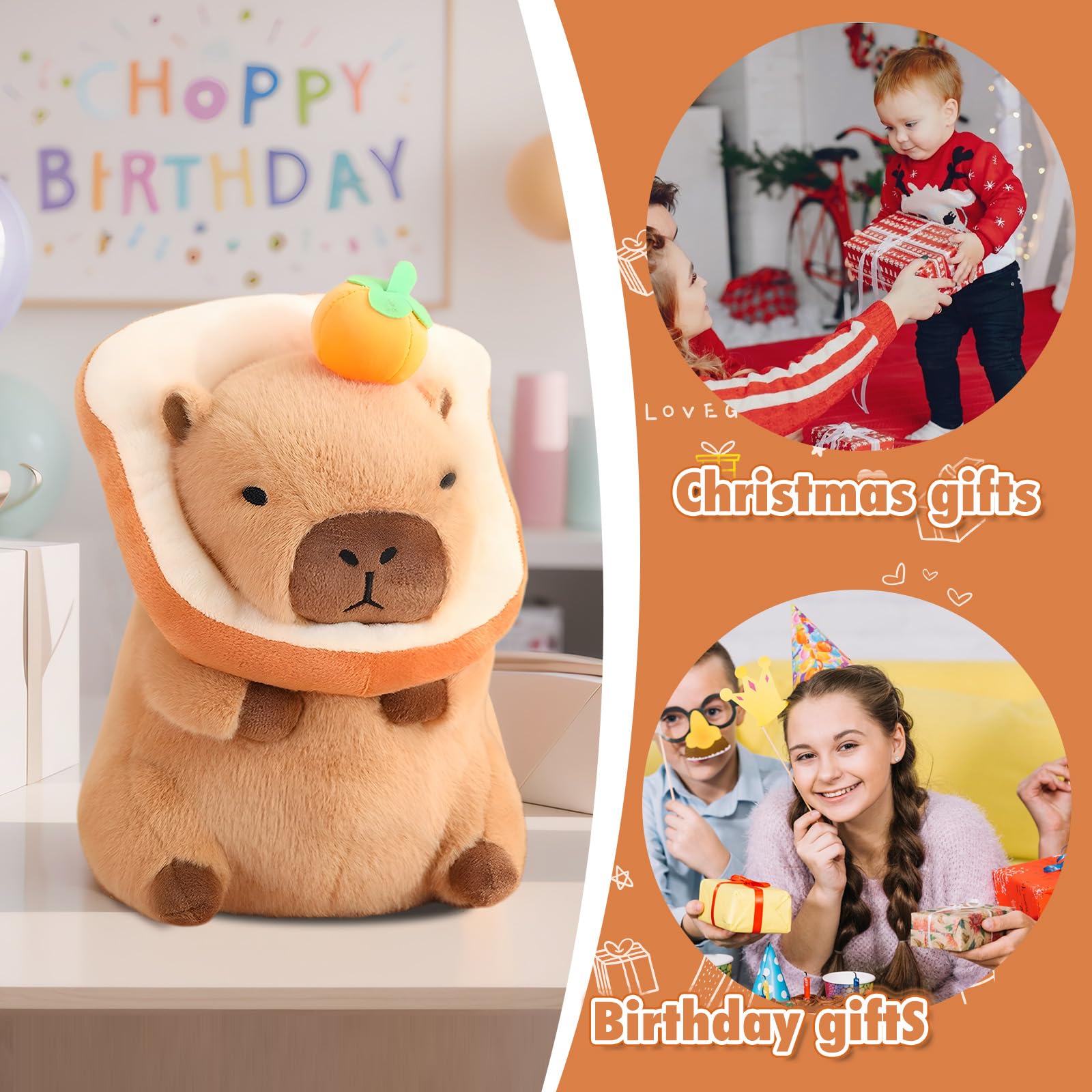 NXNYNZ 12 Inch Cute Capybara Plush Kawaii Soft Capybara Plush Doll Pillow with Bread Capybara Stuffed Aniamls Toys for Girls Kids Adults Birthdays Valentines Gift (): Capybara Stuffed Animals