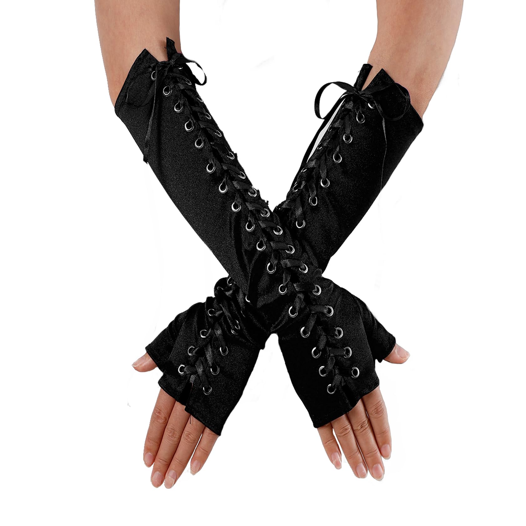 Eigso Velvet Gothic Garter for Women Heart Leg Ring with Rivets Elastic Lace Bracelets Choker Set: Black - A1