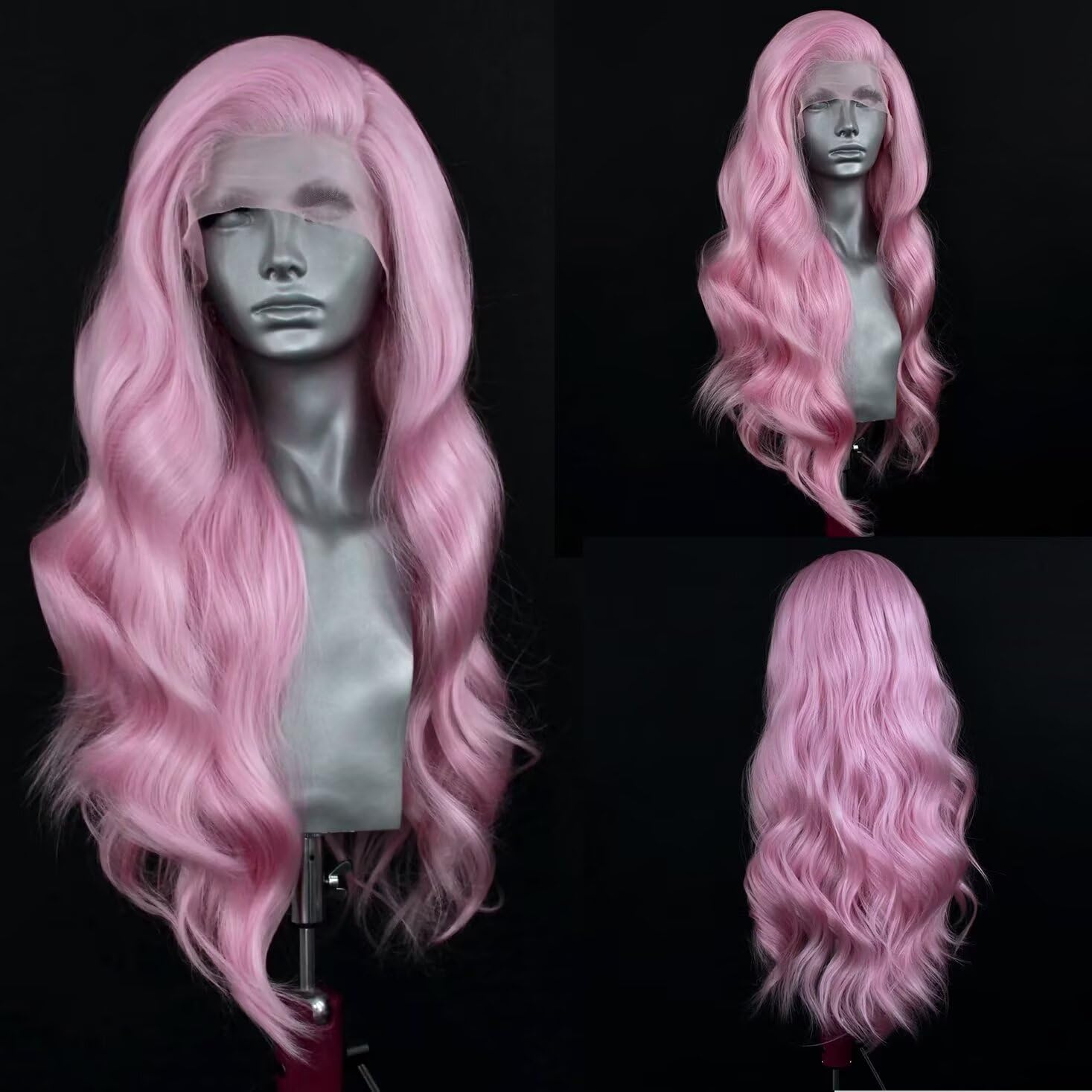 RONGDUOYI Neon Green Wigs for Women Free Part Synthetic Lace Front Wig Ombre Color Black and Green Wigs Glueless Natural Hairline Daily Use Cosplay Wig