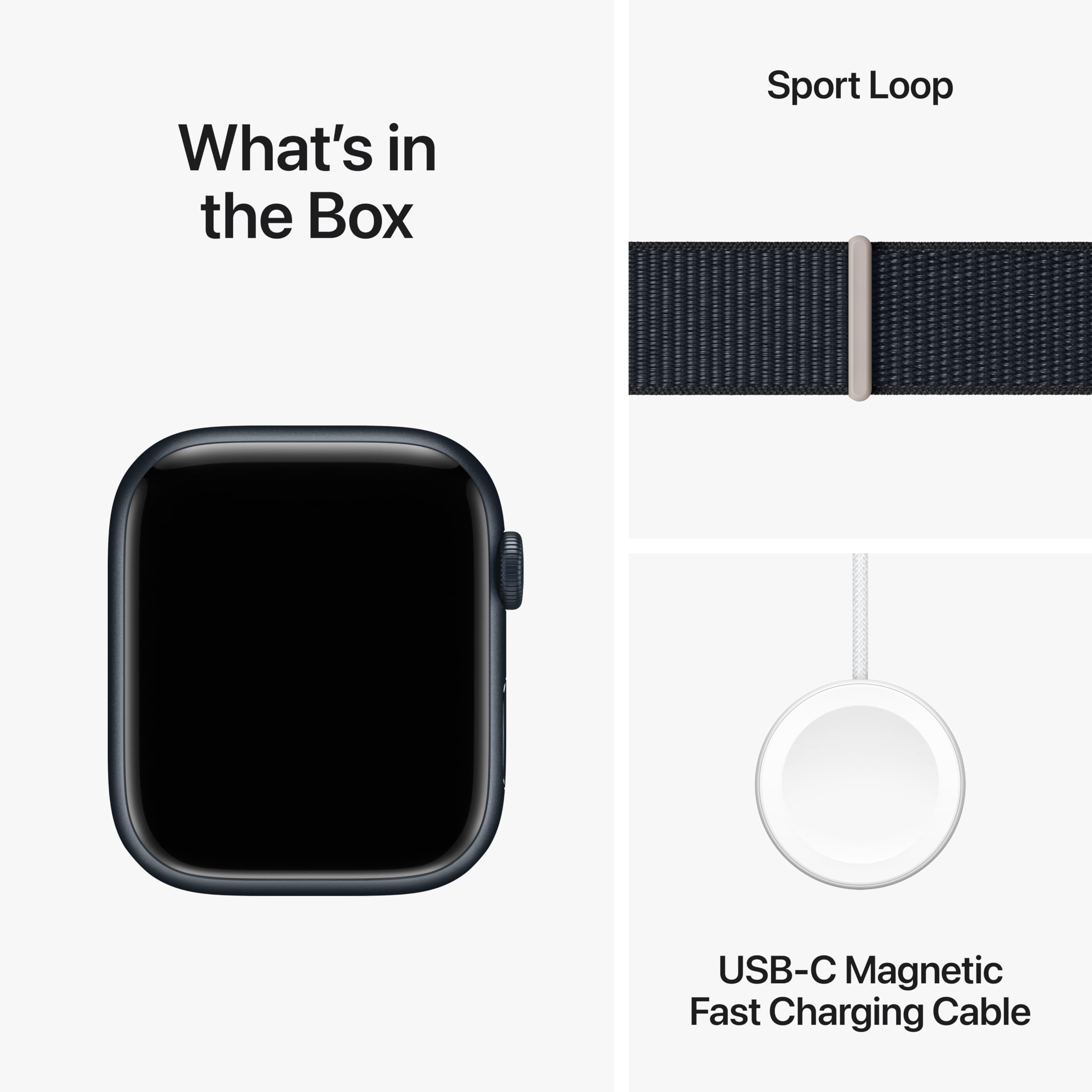 Apple Watch Series 9 [GPS 41mm] Smartwatch with Pink Aluminum Case with Light Pink Sport Loop One Size. Fitness Tracker, ECG Apps, Always-On Retina Display, Carbon Neutral: Midnight Aluminum Case with Midnight Sport Loop 45mm Case One Size - fits 145&#x2013;220mm wrists