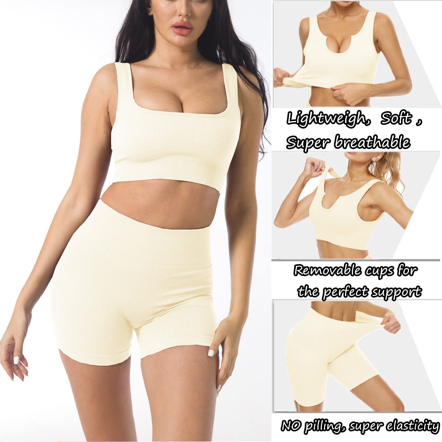 Workout Sets for Women 2 Piece, Cute YOGA Workout Set, Two Piece Workout Outfits,2 Pack: Workout Sets for Women 2 Piece, Cute YOGA Workout Set, Two Piece Workout Outfits,2 Pack
