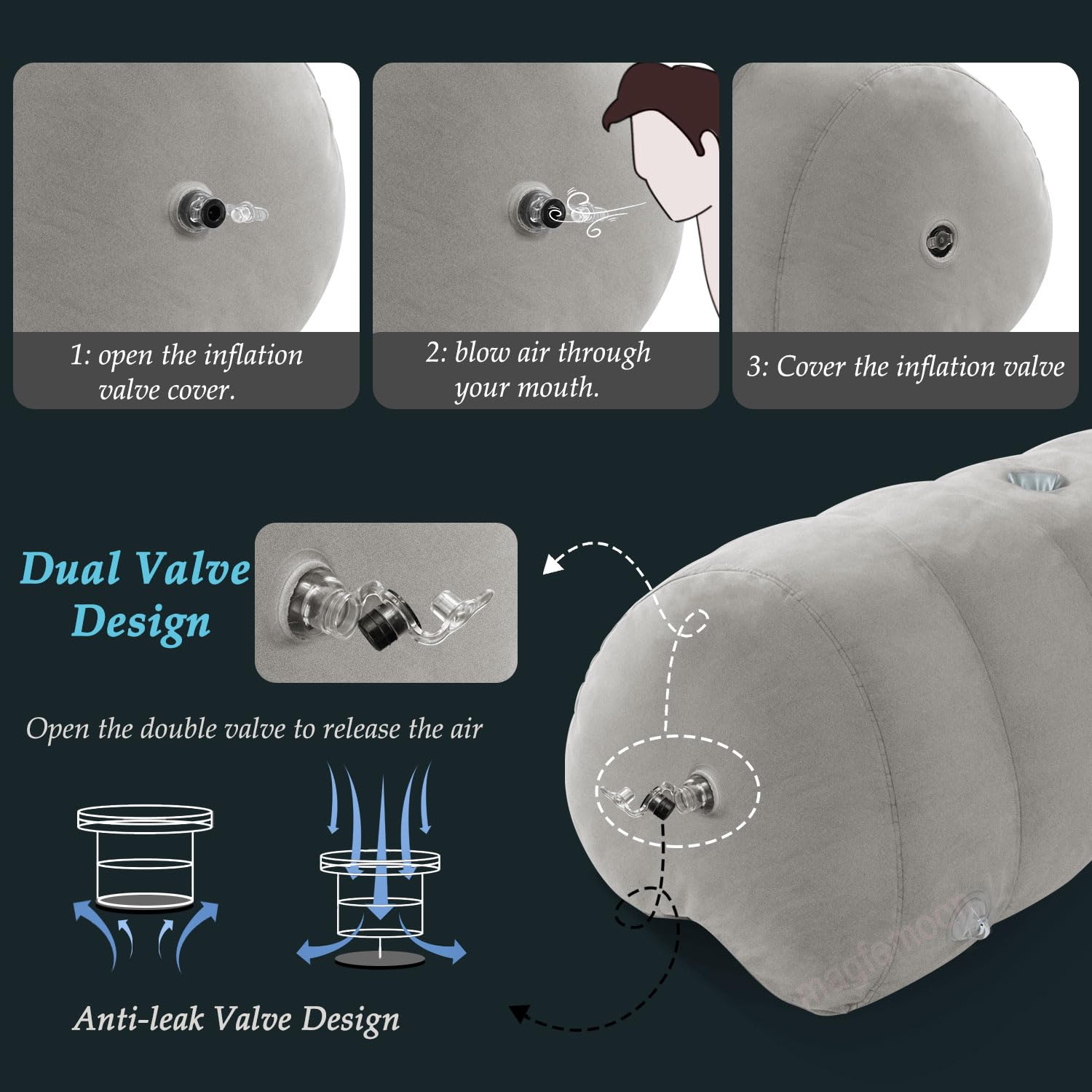 Sex Pillow Couples Sex Toys, Heart Shaped Inflatable Cushion Furniture for Bedroom Dildo Mount, Upsize Wedge with Bondage Cuffs, Cross Strap, Nipple Clamps BDSM Kit