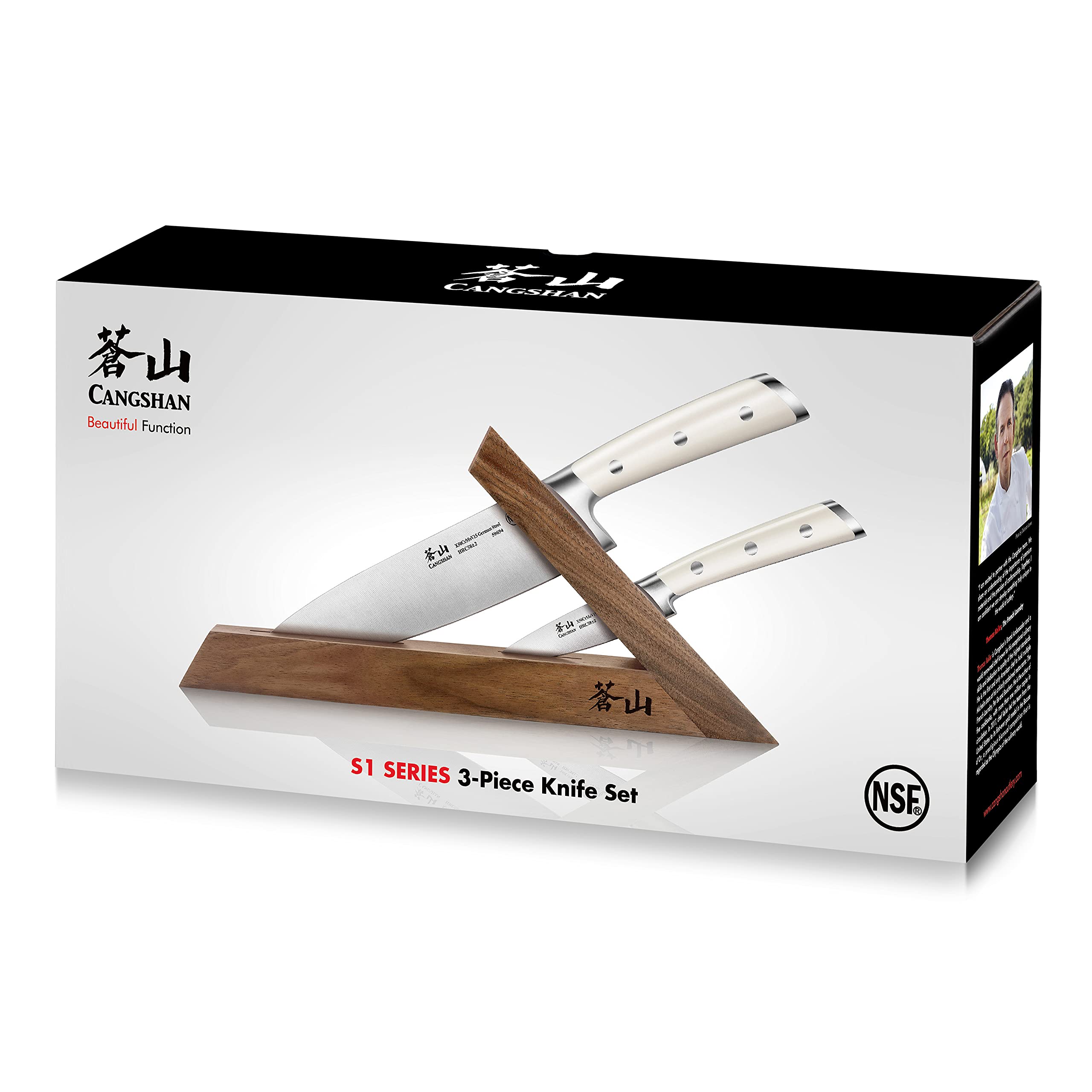 Cangshan S1 Series 1026047 German Steel Forged 23-Piece Knife Block Set: 3-Piece Block Set White