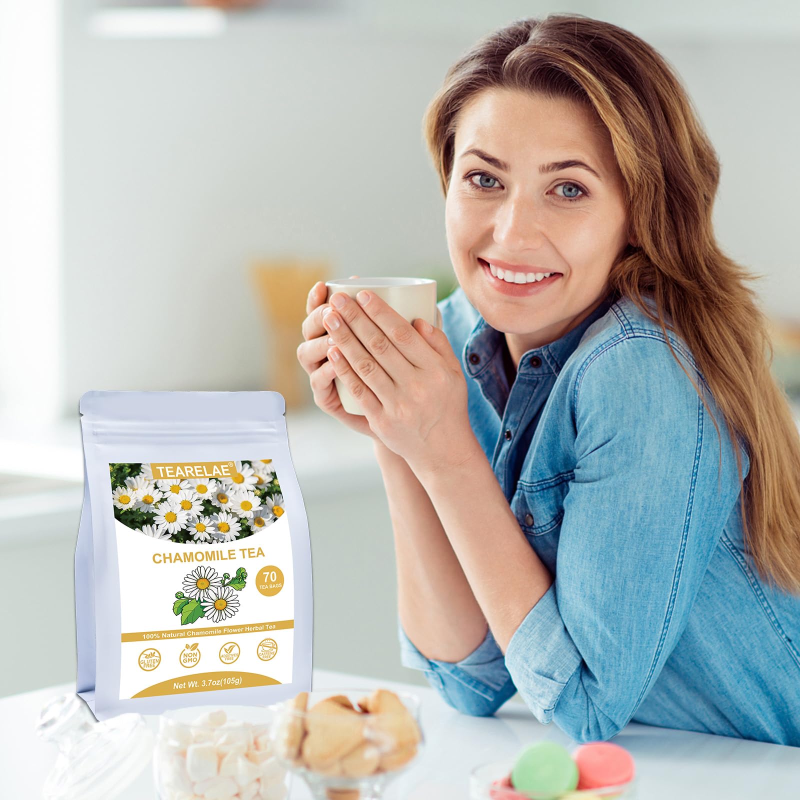 TEARELAE - Ginseng Tea, 40 Count - Pure Ginseng Root Tea Bags - Smooth Flavor - Boost Energy and Focus - Non-GMO - Caffeine-Free