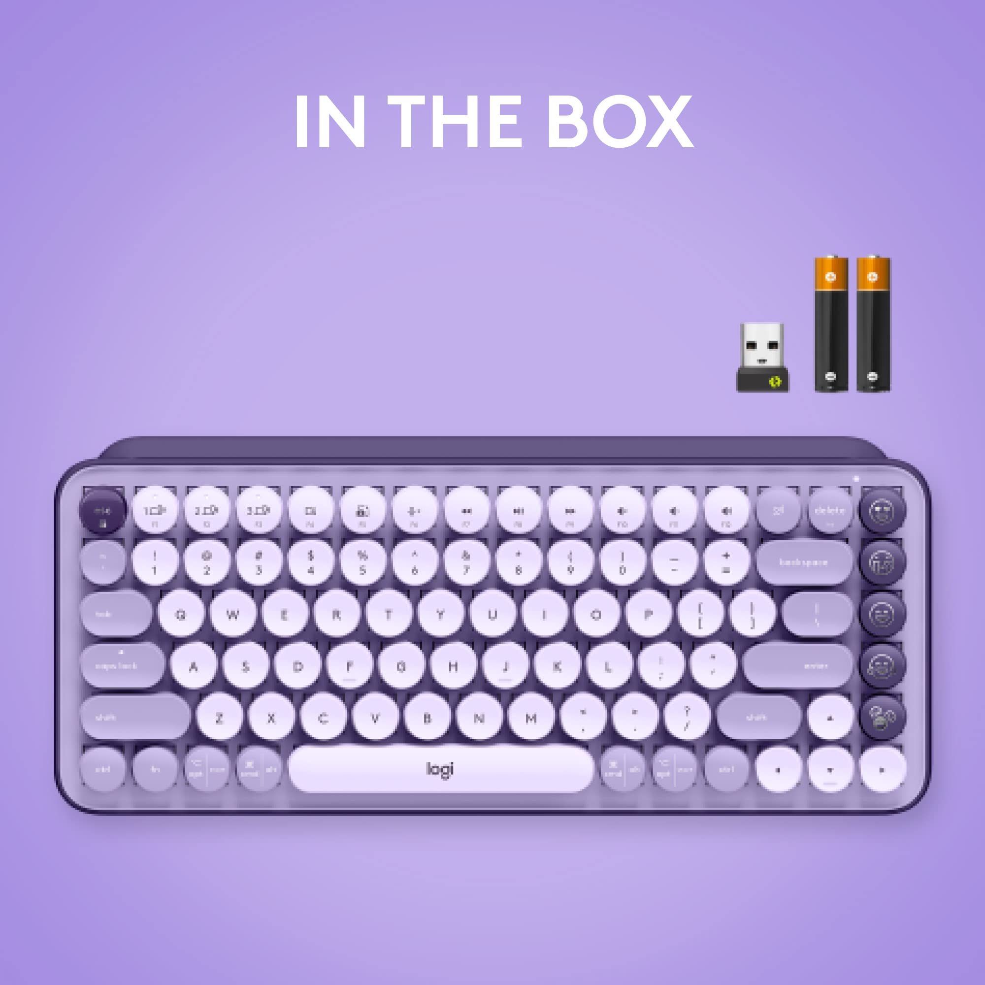 Logitech POP Keys Mechanical Wireless Keyboard with Customizable Emoji Keys, Durable Compact Design, Bluetooth or USB Connectivity, Multi-Device, OS Compatible - Cosmos: Cosmos POP Keys