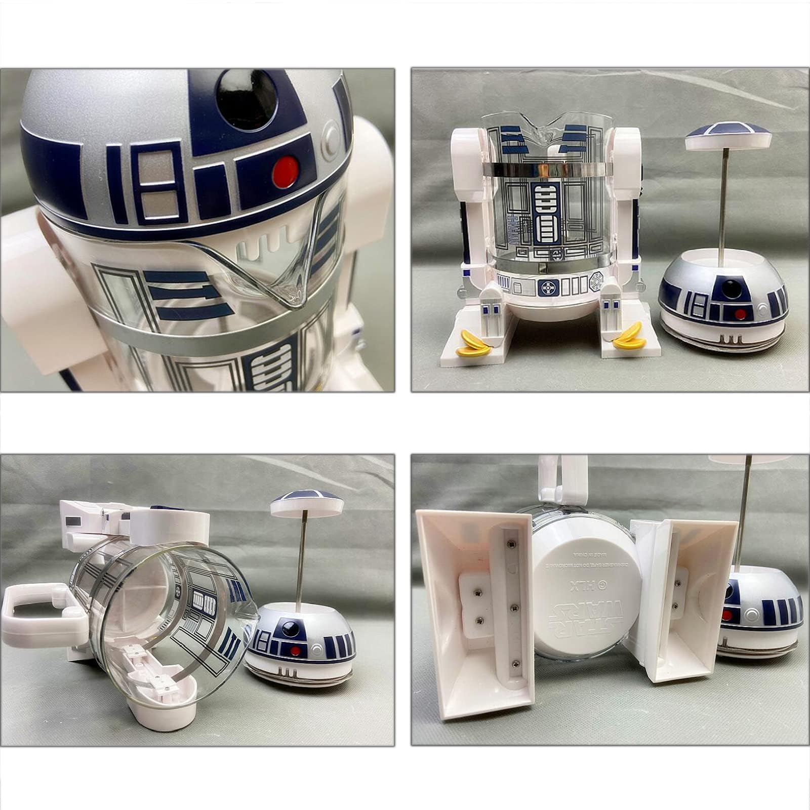 TEENKON French Press Insulated 304 Stainless Steel Coffee Maker, 32 Oz Robot R2D2 Hand Home Coffee Presser, with Filter Screen for Brew Coffee and Tea (): White