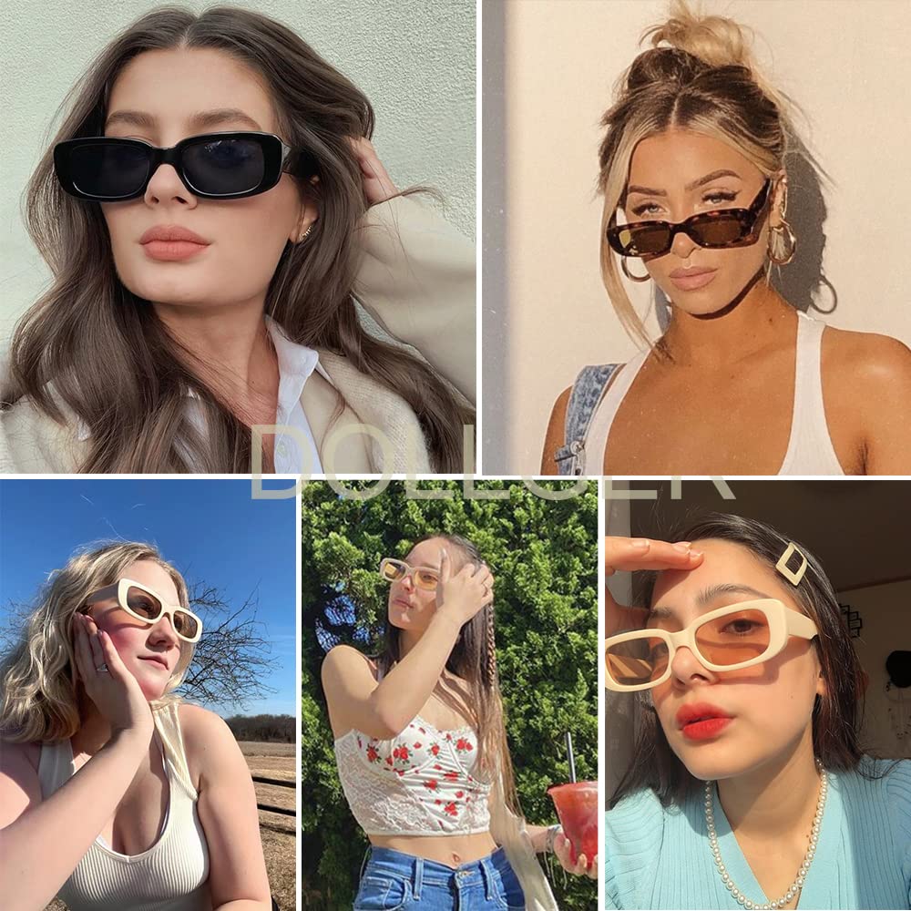 BOJOD Rectangle Sunglasses for Women Retro Fashion Sunglasses UV 400 Protection Square Frame Eyewear thumbnail 2