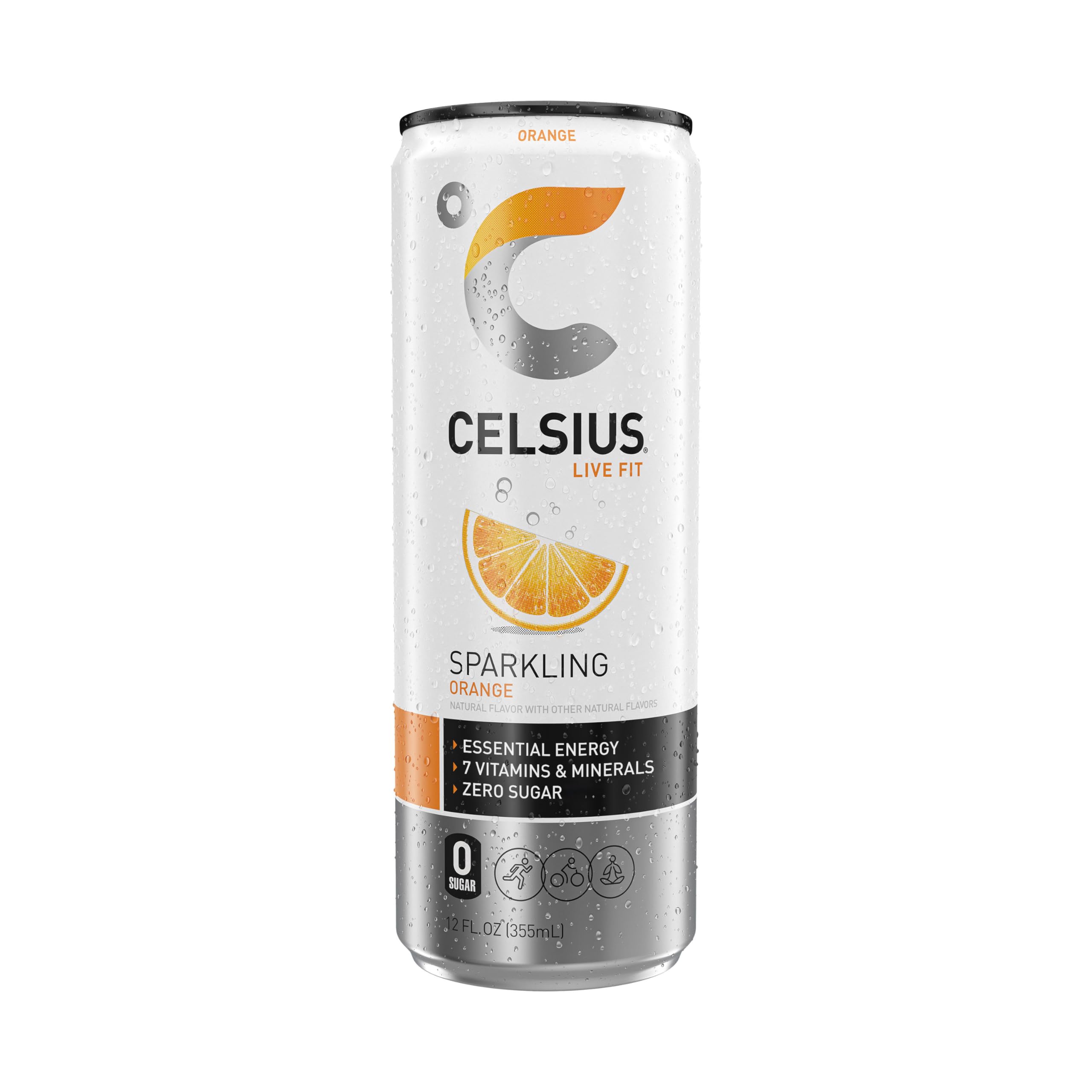 CELSIUS Sparkling , Functional Essential Energy Drink 12 Fl Oz (Pack of 12): Sparkling Orange