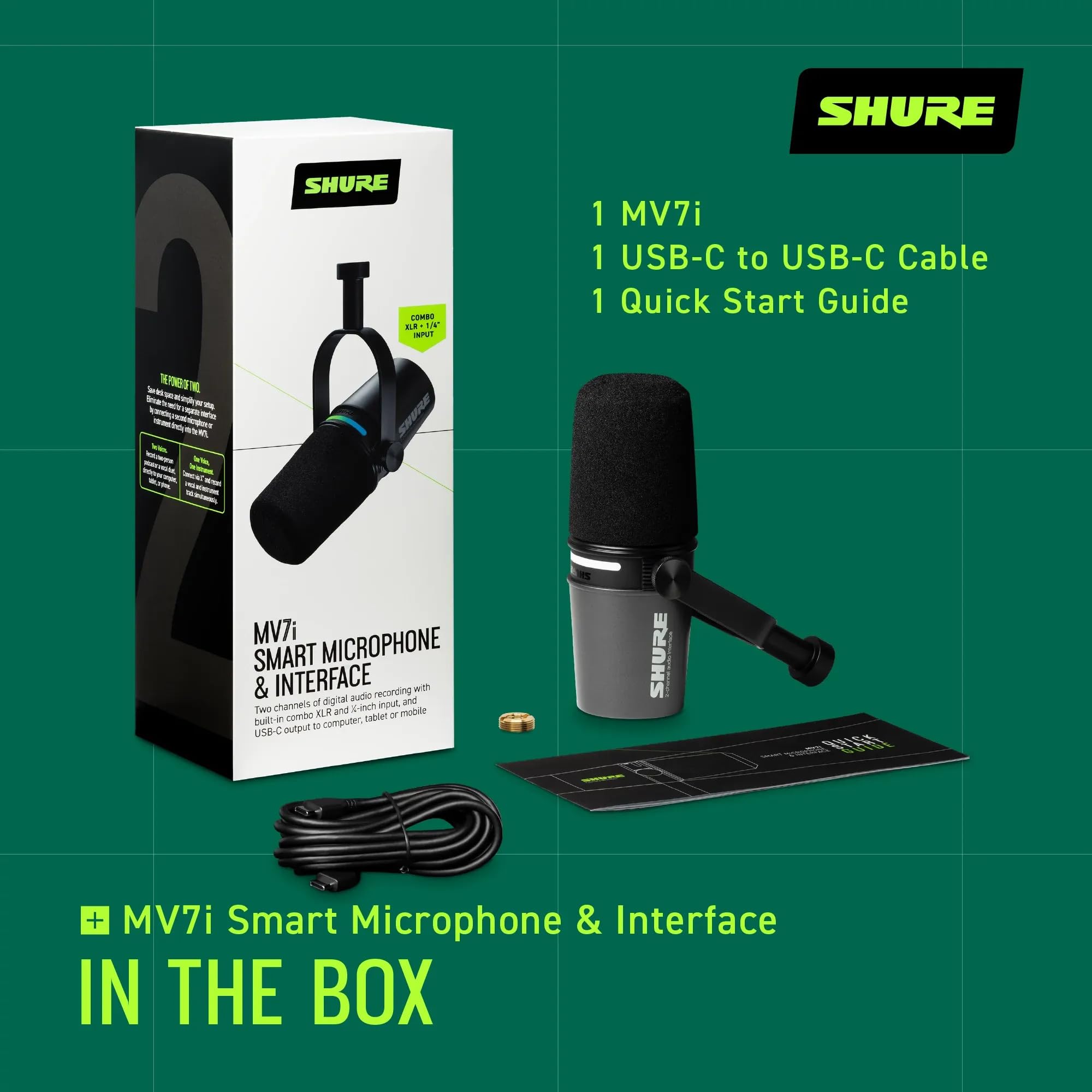Shure MV7+ Podcast Dynamic Microphone. OBS Certified, Enhanced Audio, LED Touch Panel, USB-C & XLR Outputs, Auto Level Mode, Digital Pop Filter, Reverb Effects, Podcasting, Streaming, Recording -White: Interface
