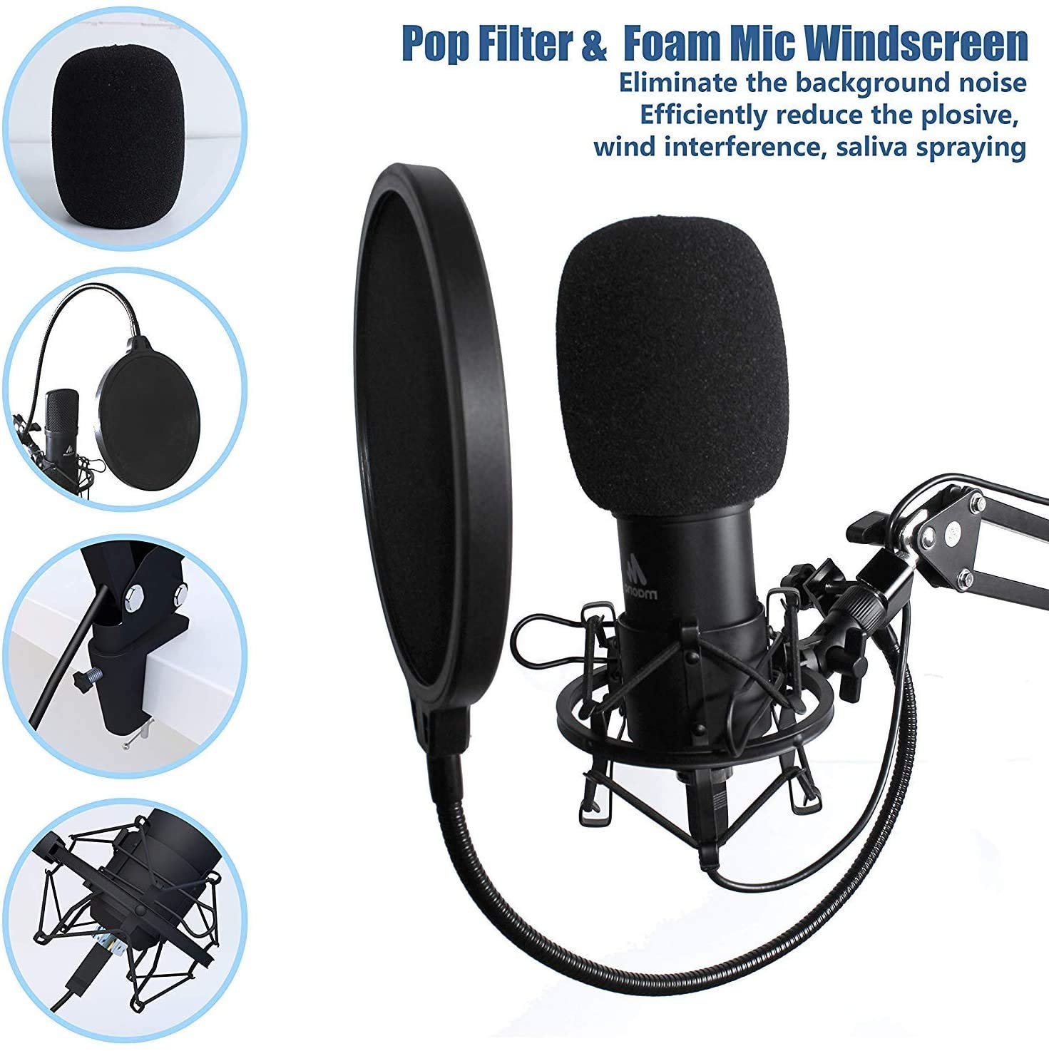MAONO Microphone with Studio Headphone Set 192kHz/24bit Vocal Condenser Cardioid Podcast Mic Compatible with Mac and Windows, YouTube, Gaming, Live Streaming, Voice-Over (): AU-A04H