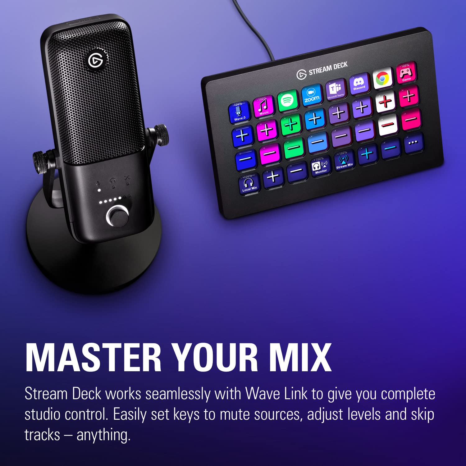 Elgato Wave:3 - Premium Studio Quality USB Condenser Microphone for Streaming, Podcast, Gaming and Home Office, Free Mixer Software, Sound Effect Plugins, Anti-Distortion, Plug ’n Play, for Mac, PC: Black Microphone