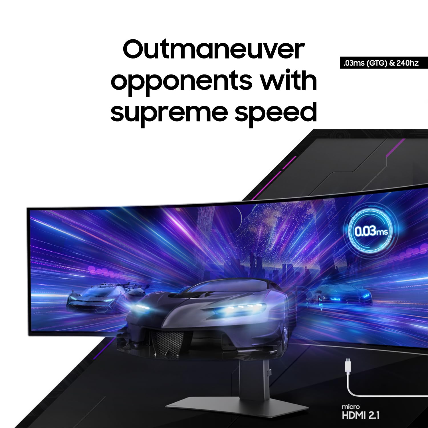 SAMSUNG 49" Odyssey G9 Series 1000R Curved Gaming Monitor LS49CG954ENXZA, DQHD, 1ms(GtG), VESA DisplayHDR 1000, 240Hz, AMD FreeSync Premium Pro, Height Adjustable Stand, Ultrawide Screen, 2024: 240Hz Refresh Rate OLED Glossy Panel Smart | DP Cable